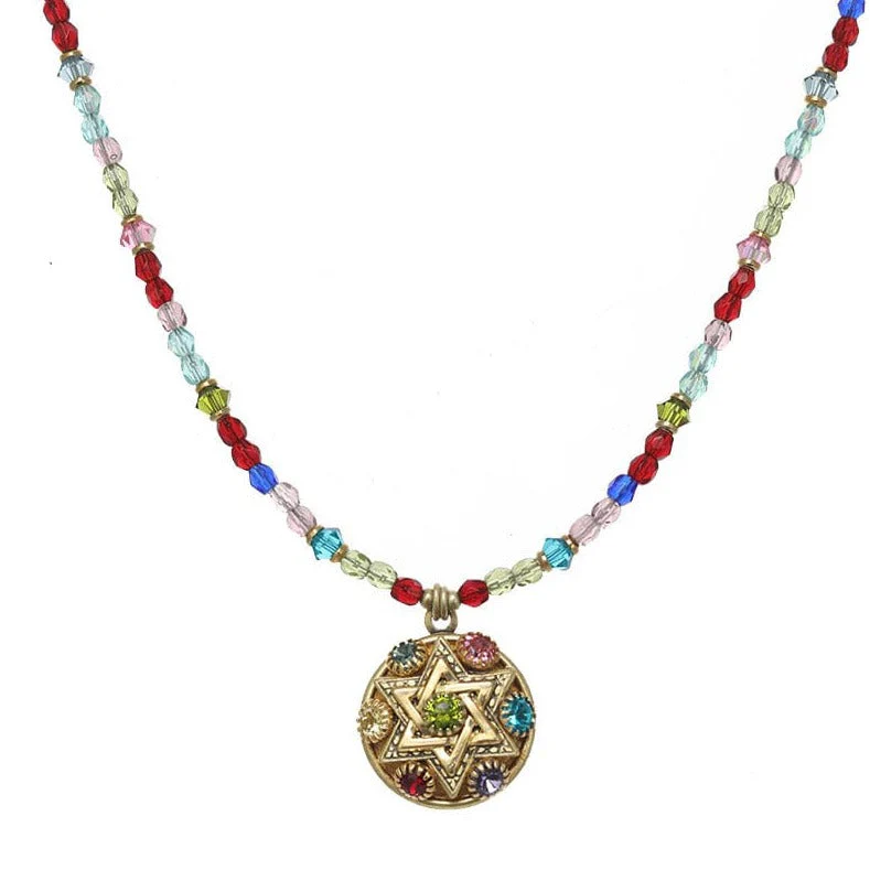Michal Golan Multicolor Star of David Crystal Necklace