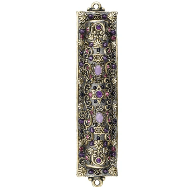 Michal Golan Purple Crystal Mezuzah