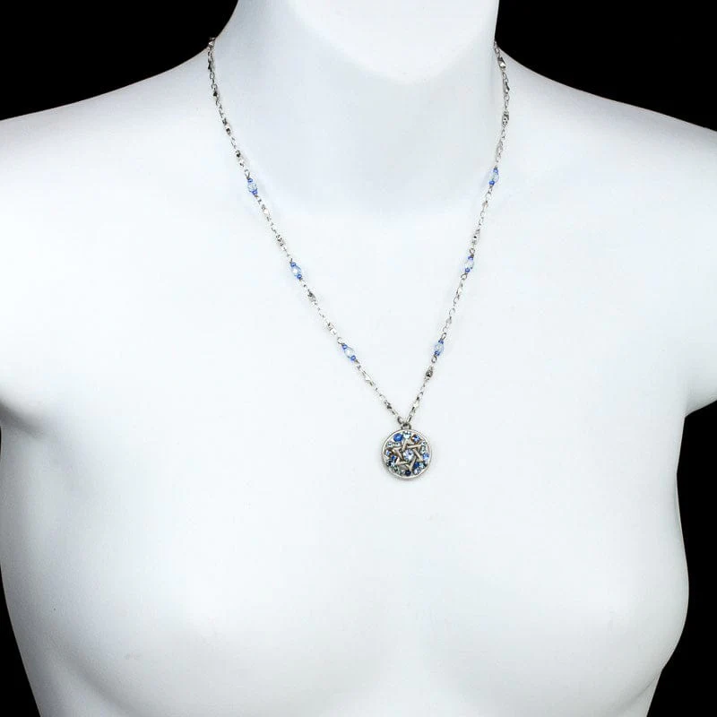 Michal Golan Silver and Blue Star of David Necklace - Image 2