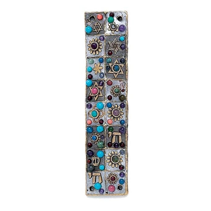 Michal Golan Silver Floral Mosaic Mezuzah