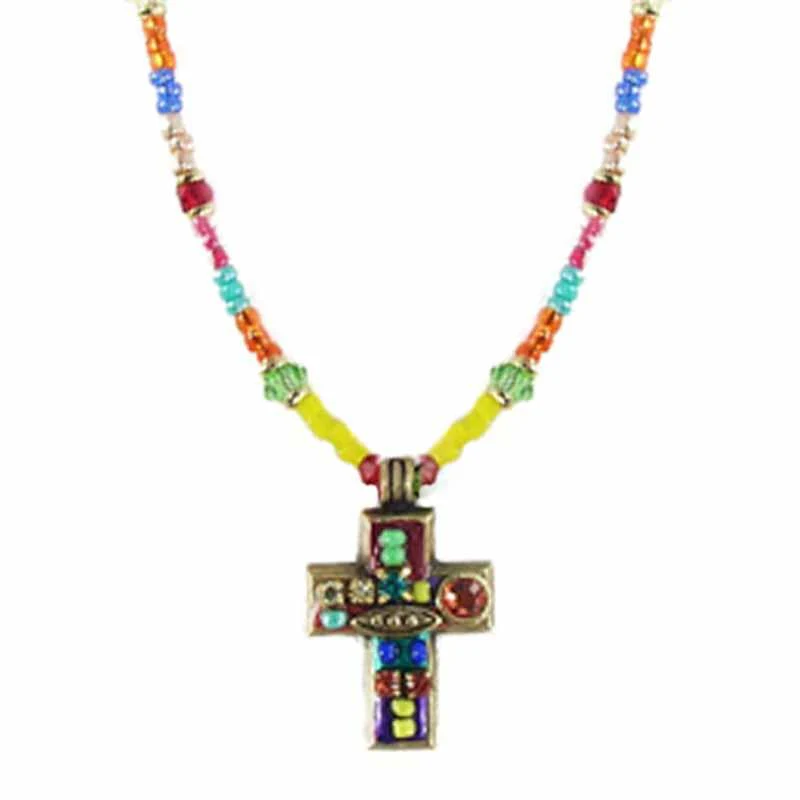 Michal Golan Small Multibright Cross Necklace