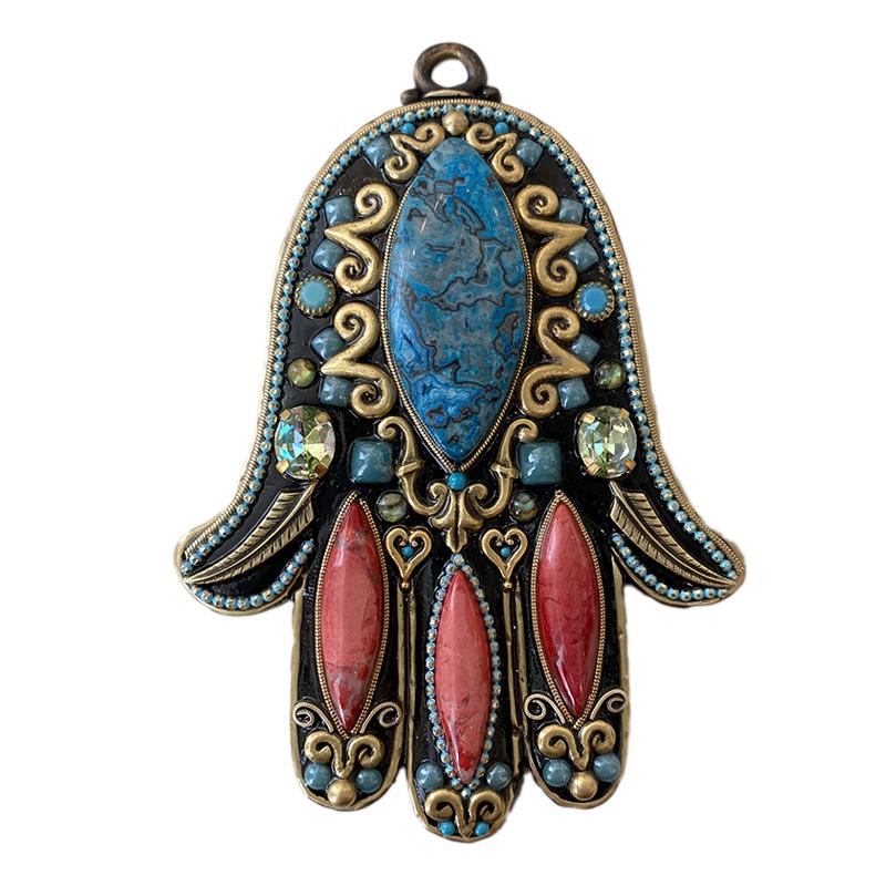 Michal Golan Turquoise and Carnelian Wall Hamsa