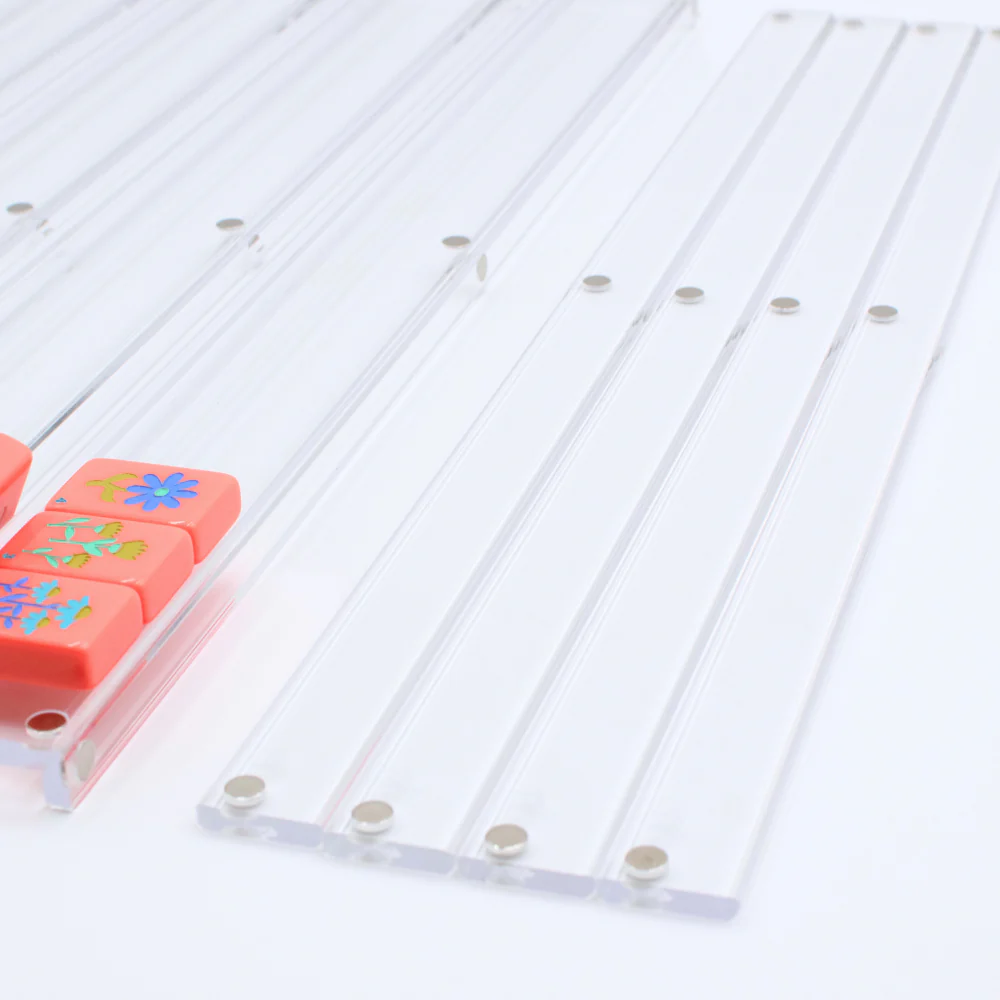 Classic Premium Acrylic Mahjong Racks w/Magnetic Pushers (Clear, 20" each, Set of 4) - Image 4
