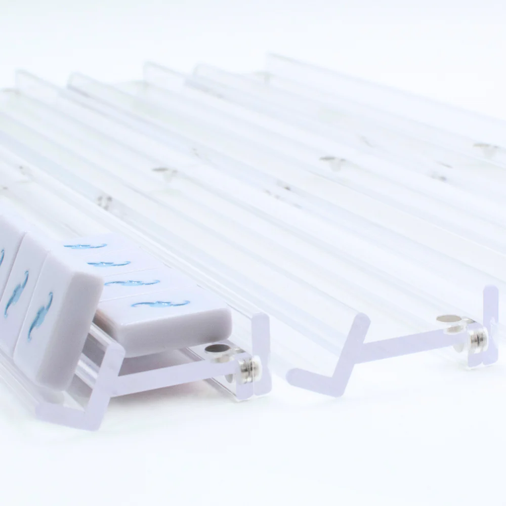 Classic Premium Acrylic Mahjong Racks w/Magnetic Pushers (Clear, 20" each, Set of 4) - Image 6