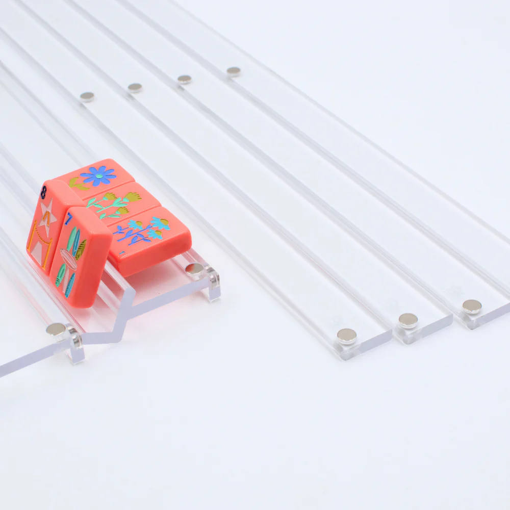 Classic Premium Acrylic Mahjong Racks w/Magnetic Pushers (Clear, 20" each, Set of 4) - Image 8
