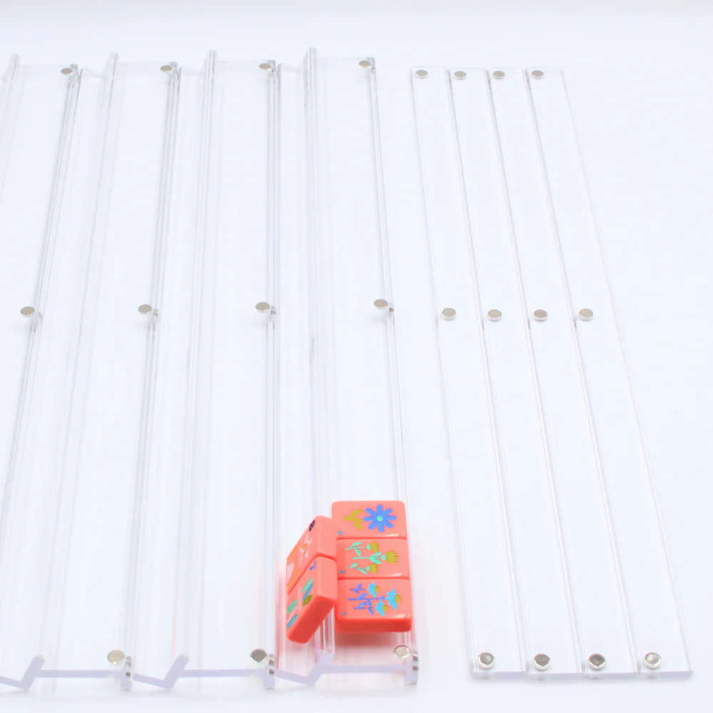 Classic Premium Acrylic Mahjong Racks w/Magnetic Pushers (Clear, 20" each, Set of 4) - Image 9
