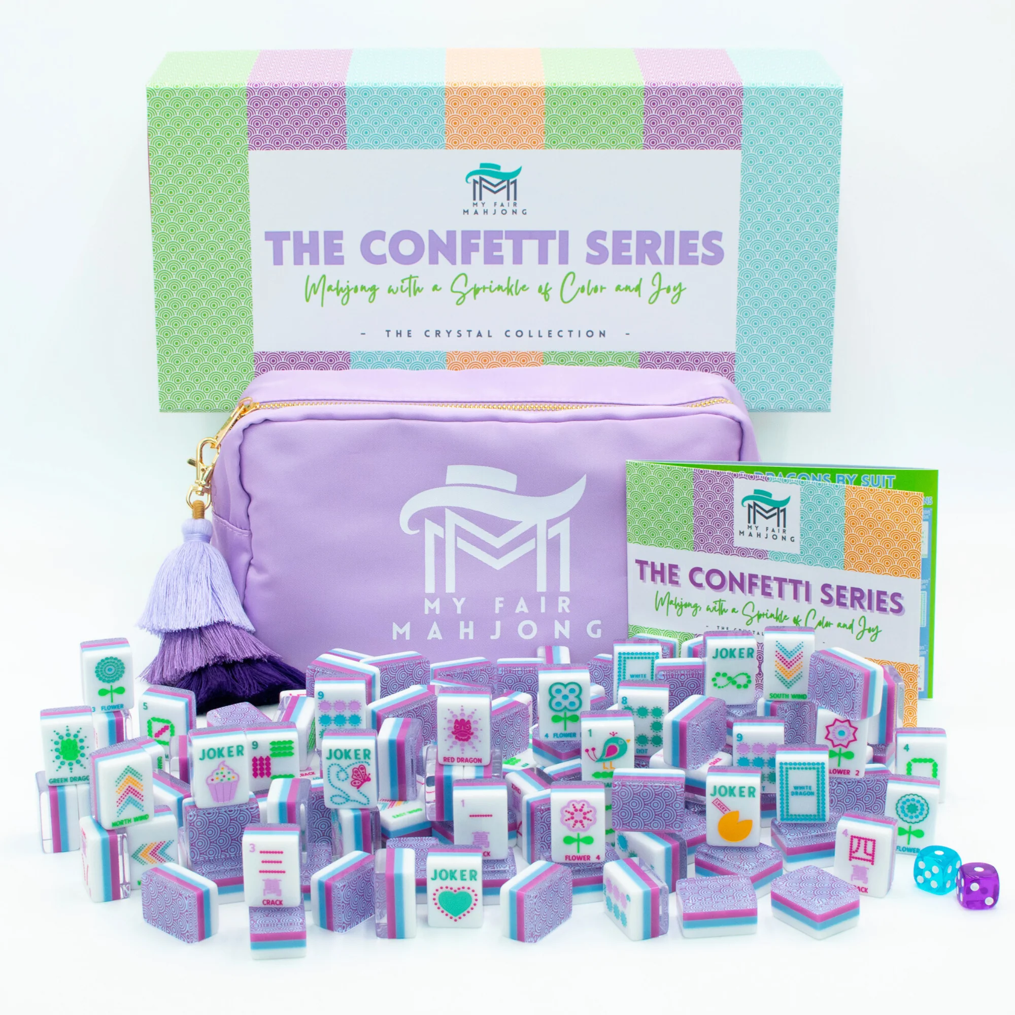 Crystal Confetti Purple | Mahjong with a Sprinkle of Color and Joy | Clear Top with Colorful Pattern and Layers - Image 16