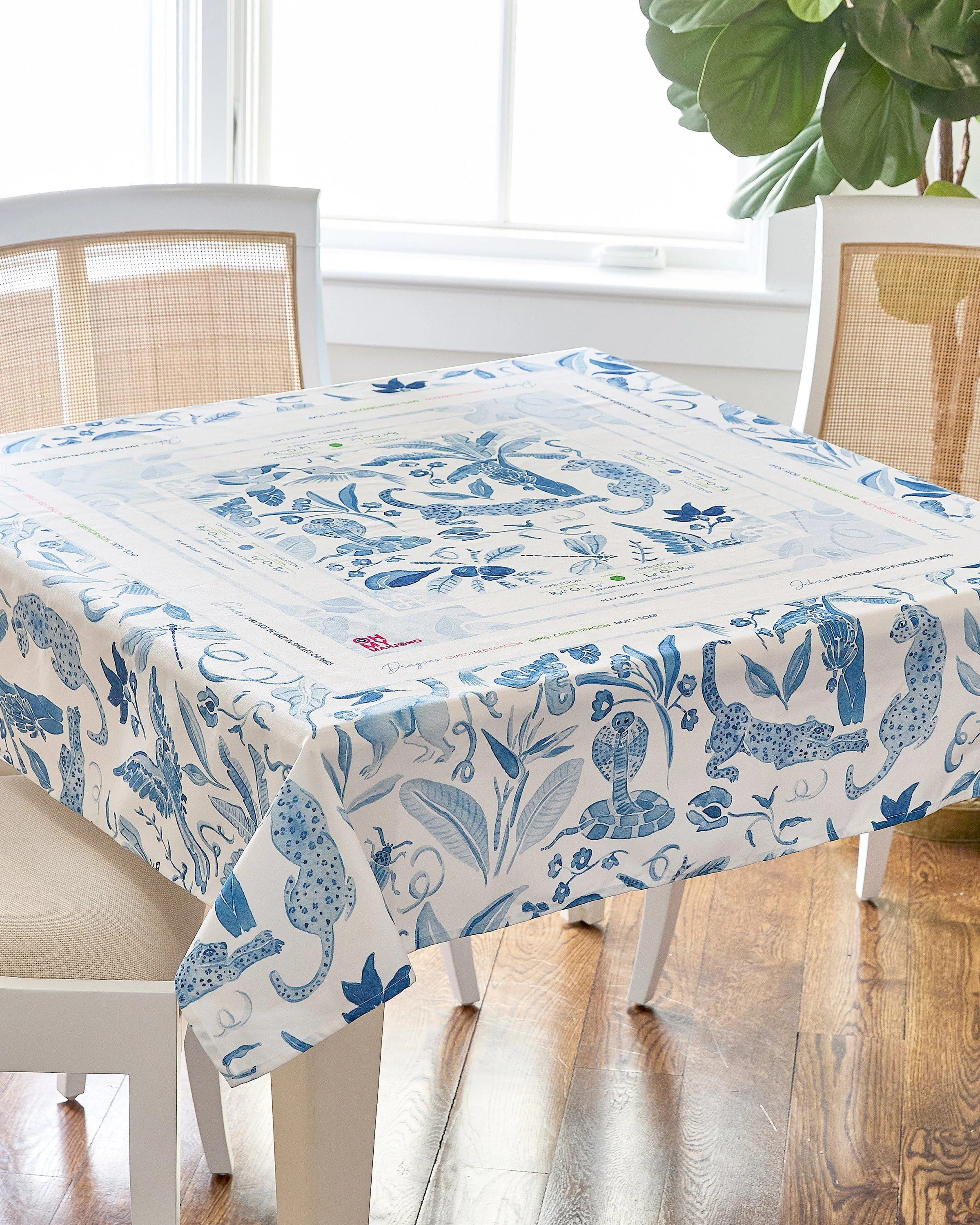Oh My Mahjong Amazon Blue Instructional Mahjong Tablecloth