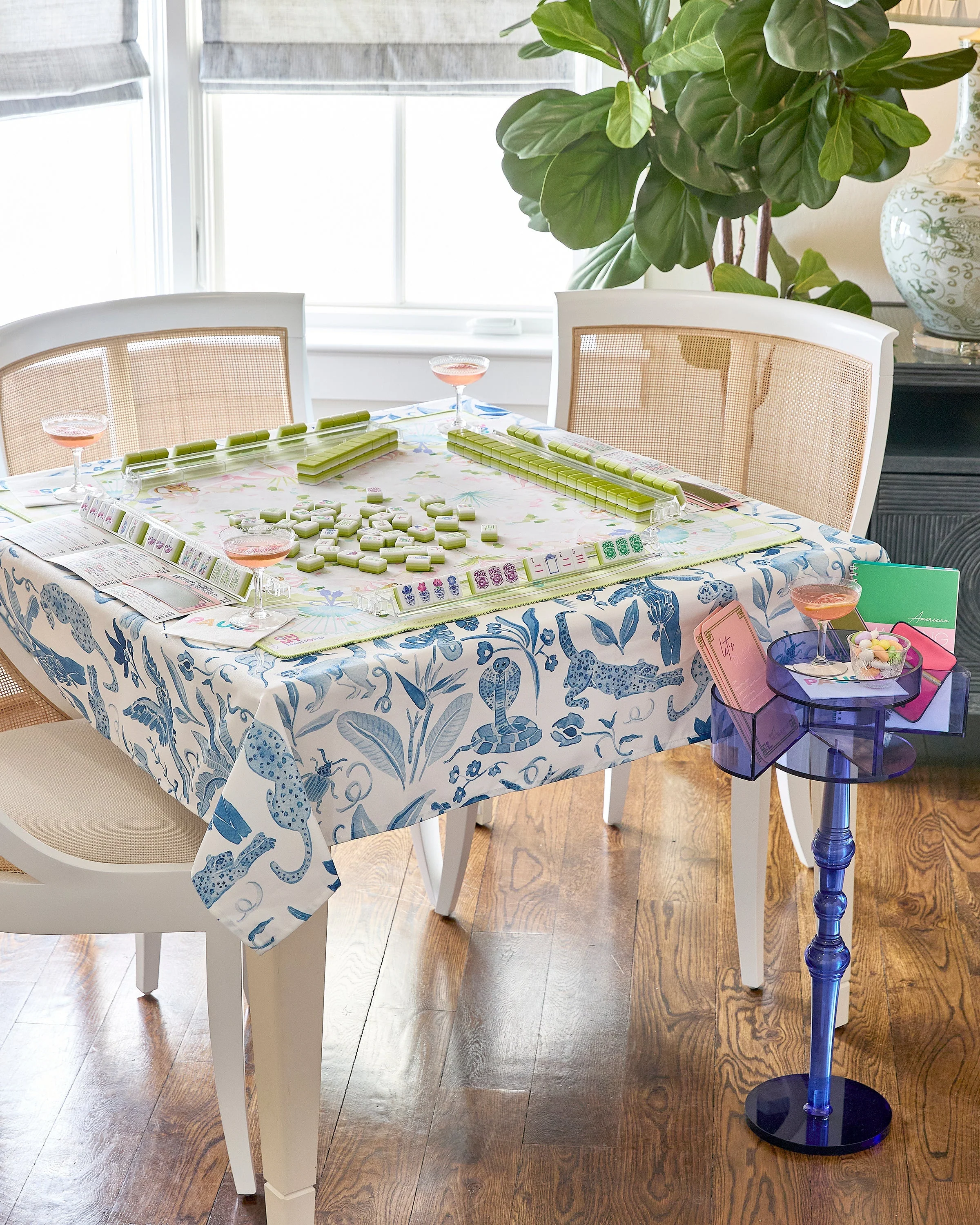 Oh My Mahjong Amazon Blue Instructional Mahjong Tablecloth - Image 2