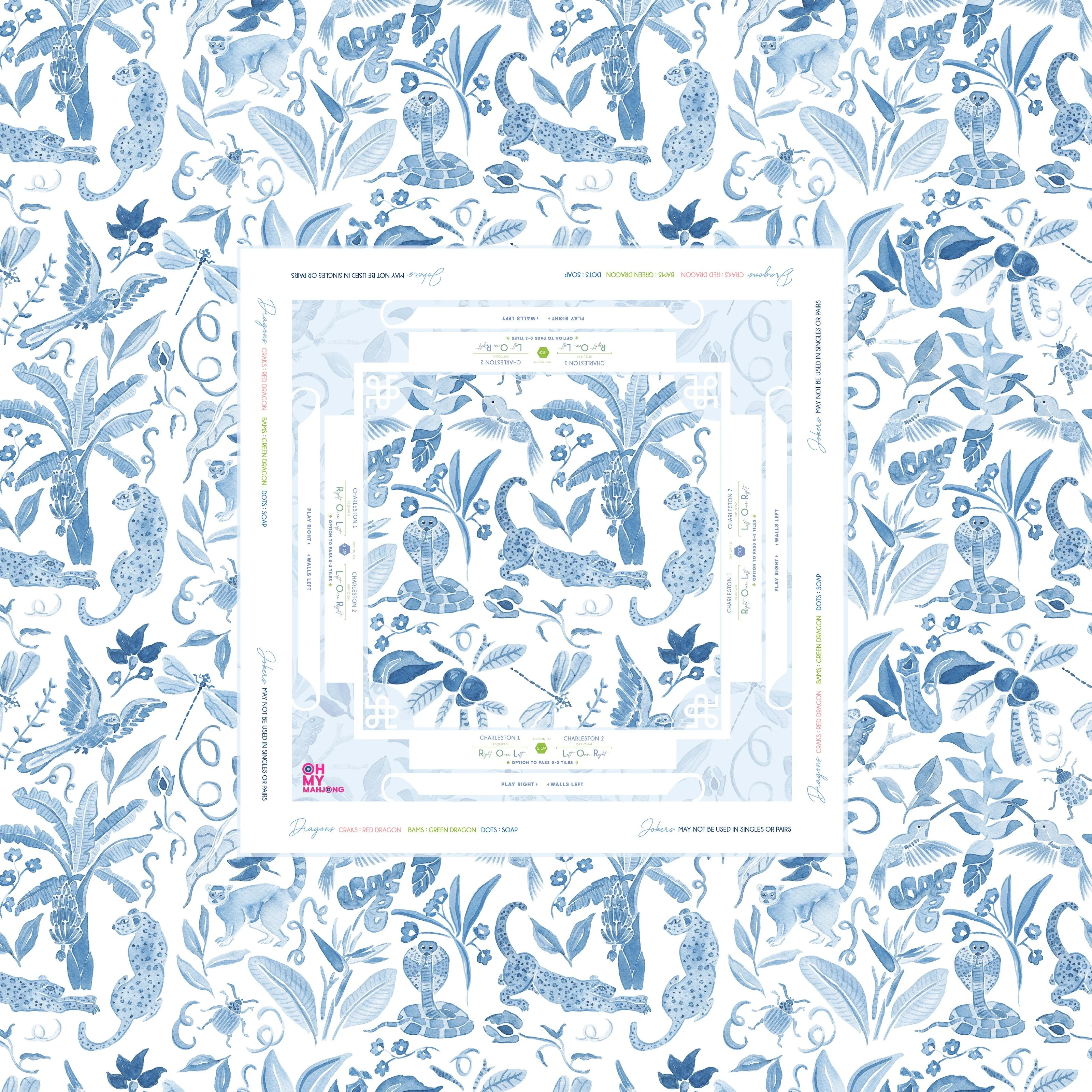 Oh My Mahjong Amazon Blue Instructional Mahjong Tablecloth - Image 6