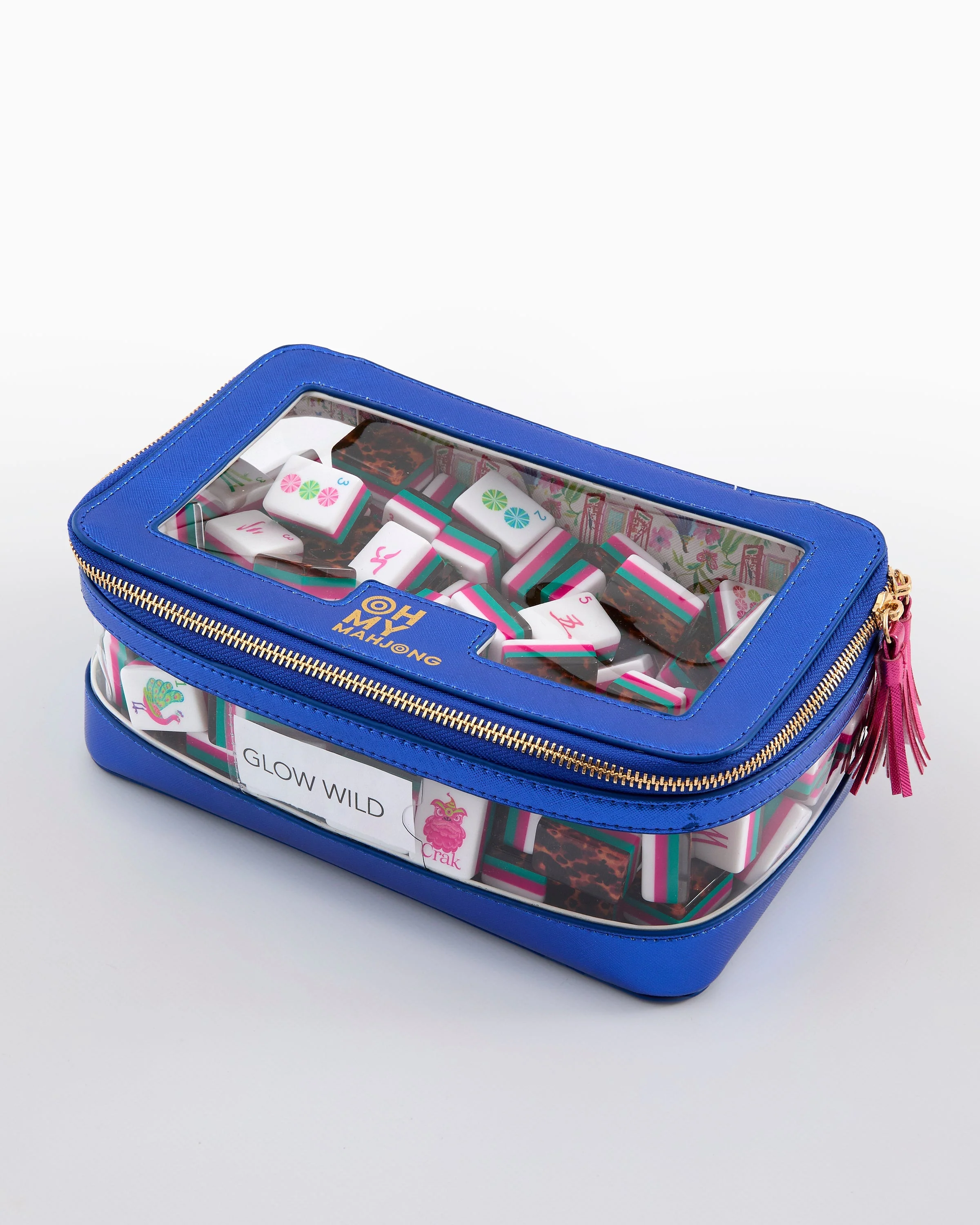 Oh My Mahjong Metallic Blue Tile Storage Bag - Image 3