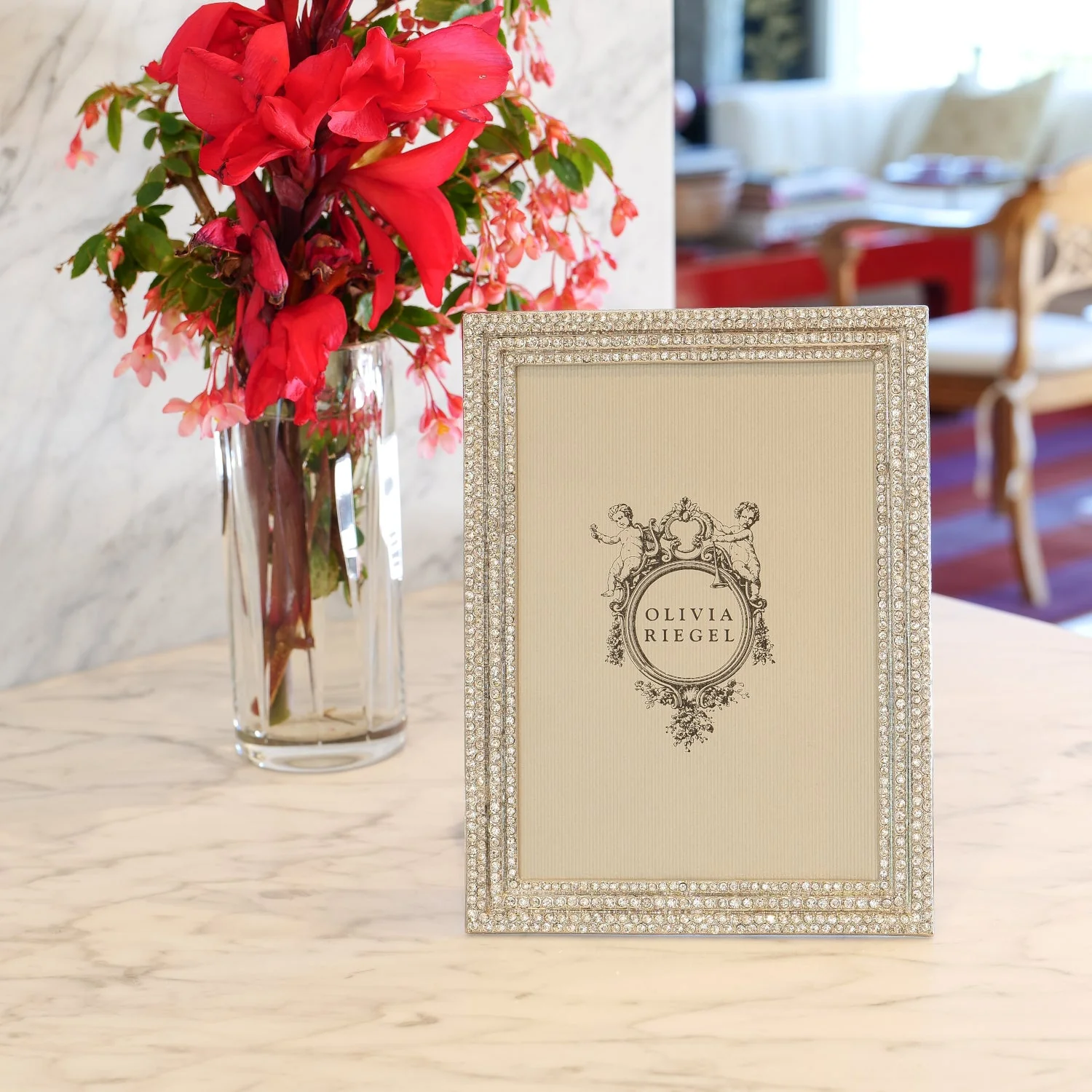 Olivia Riegel Classic Crystal Pavé Picture Frame Silver 5" x 7" - Image 3