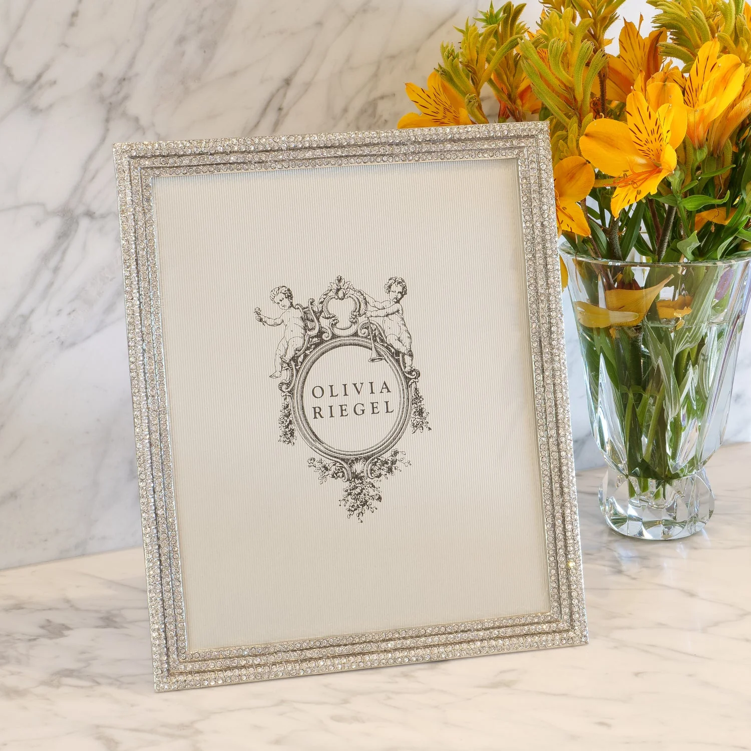 Olivia Riegel Classic Crystal Pavé Picture Frame Silver 8" x 10" - Image 5
