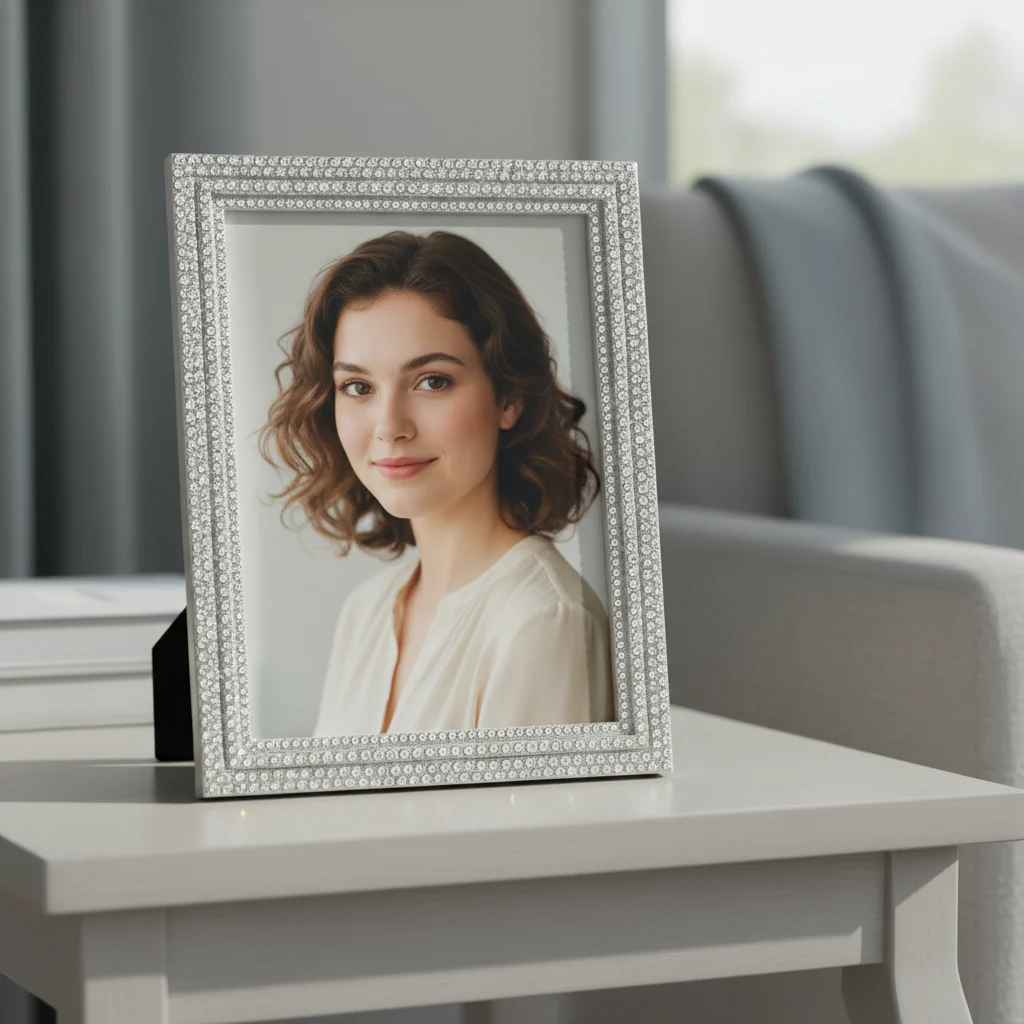 Olivia Riegel Classic Crystal Pavé Picture Frame Silver 8" x 10" - Image 6