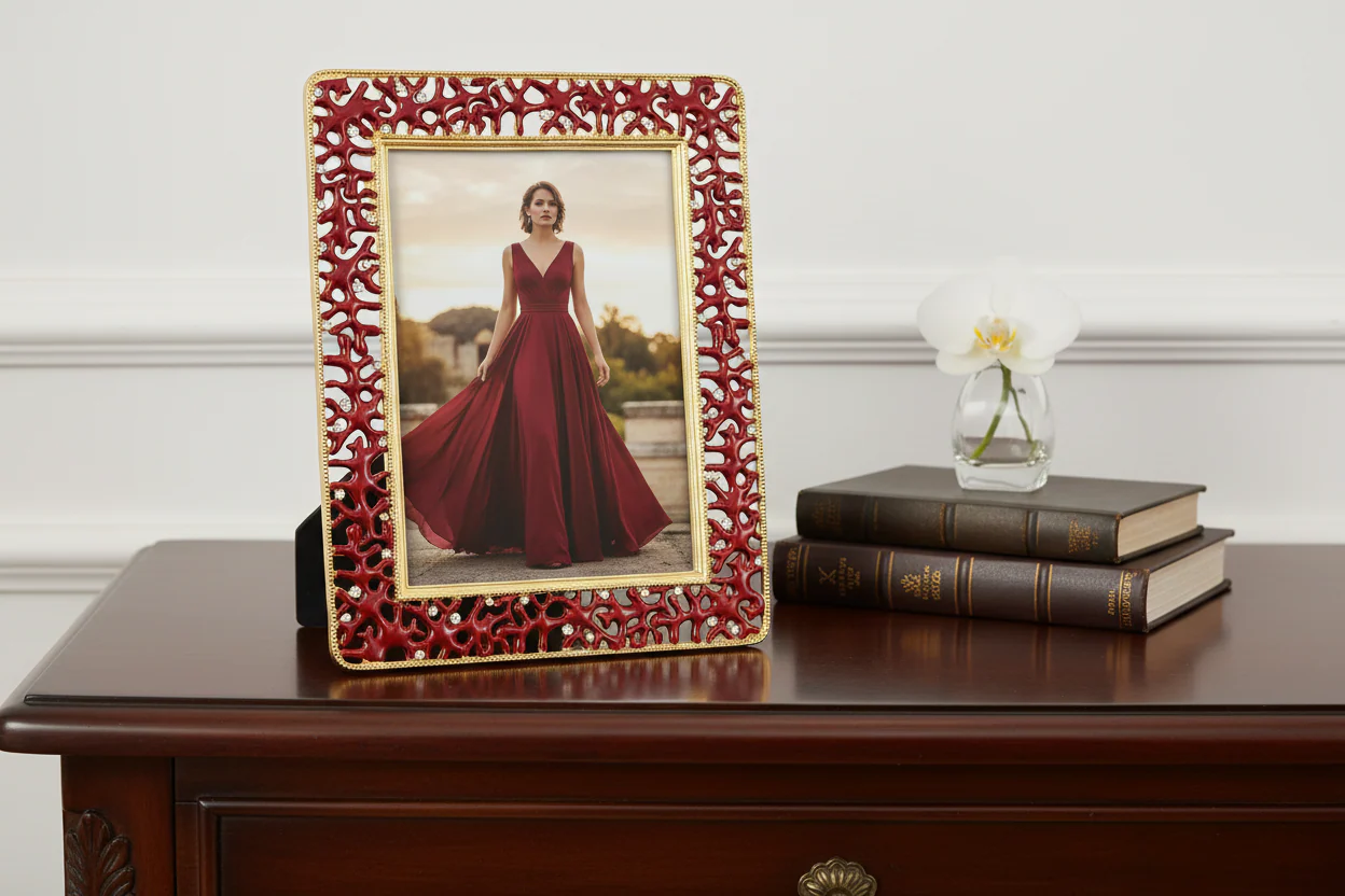 Olivia Riegel Coral Enamel Picture Frame 5" x 7" Red - Image 7