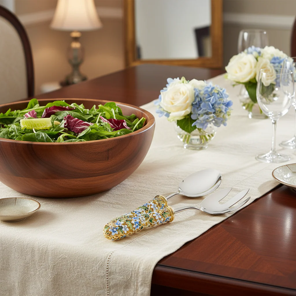 Olivia Riegel Daphne Salad Serving Set Blue - Image 4