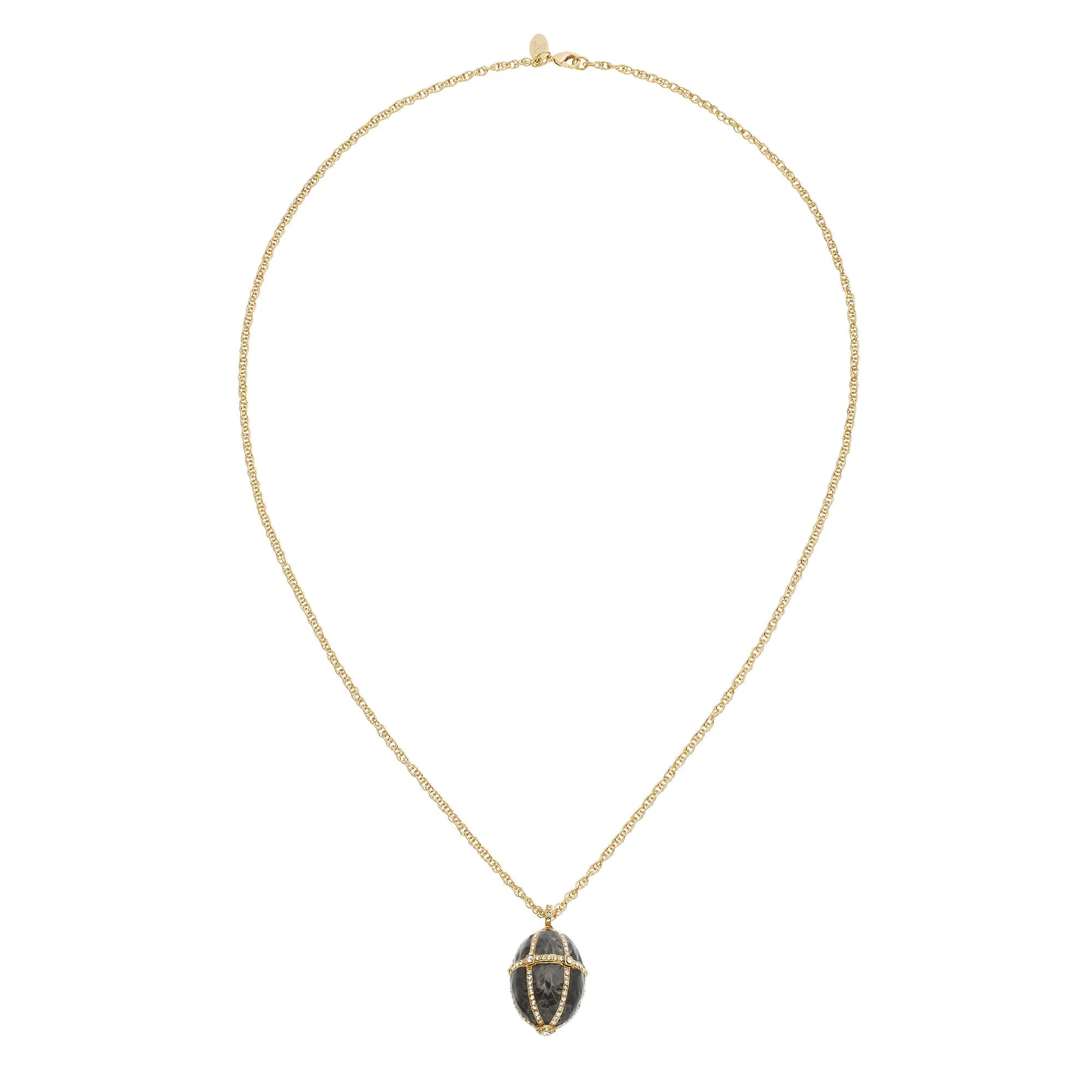 Olivia Riegel Enamel Egg Locket Pendant Necklace Gray - Image 3