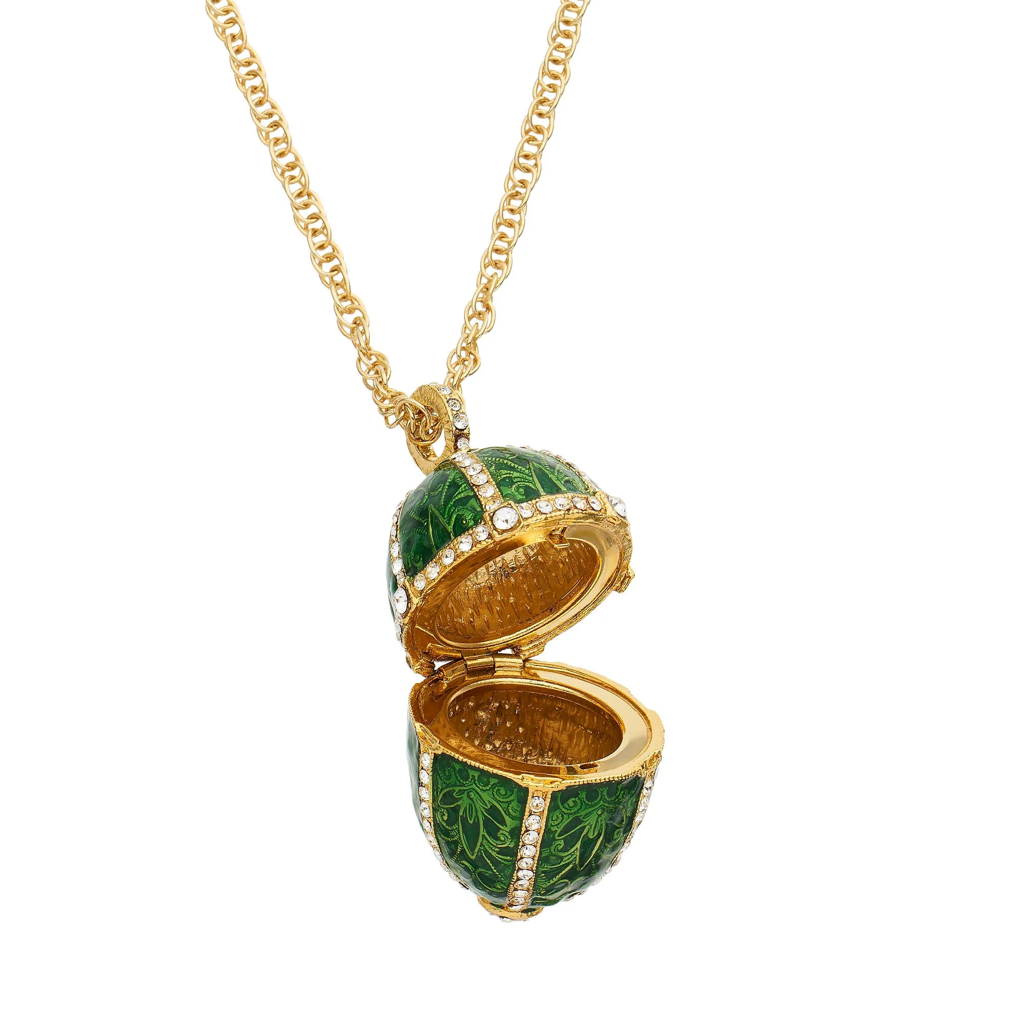 Olivia Riegel Enamel Egg Locket Pendant Necklace Green - Image 2