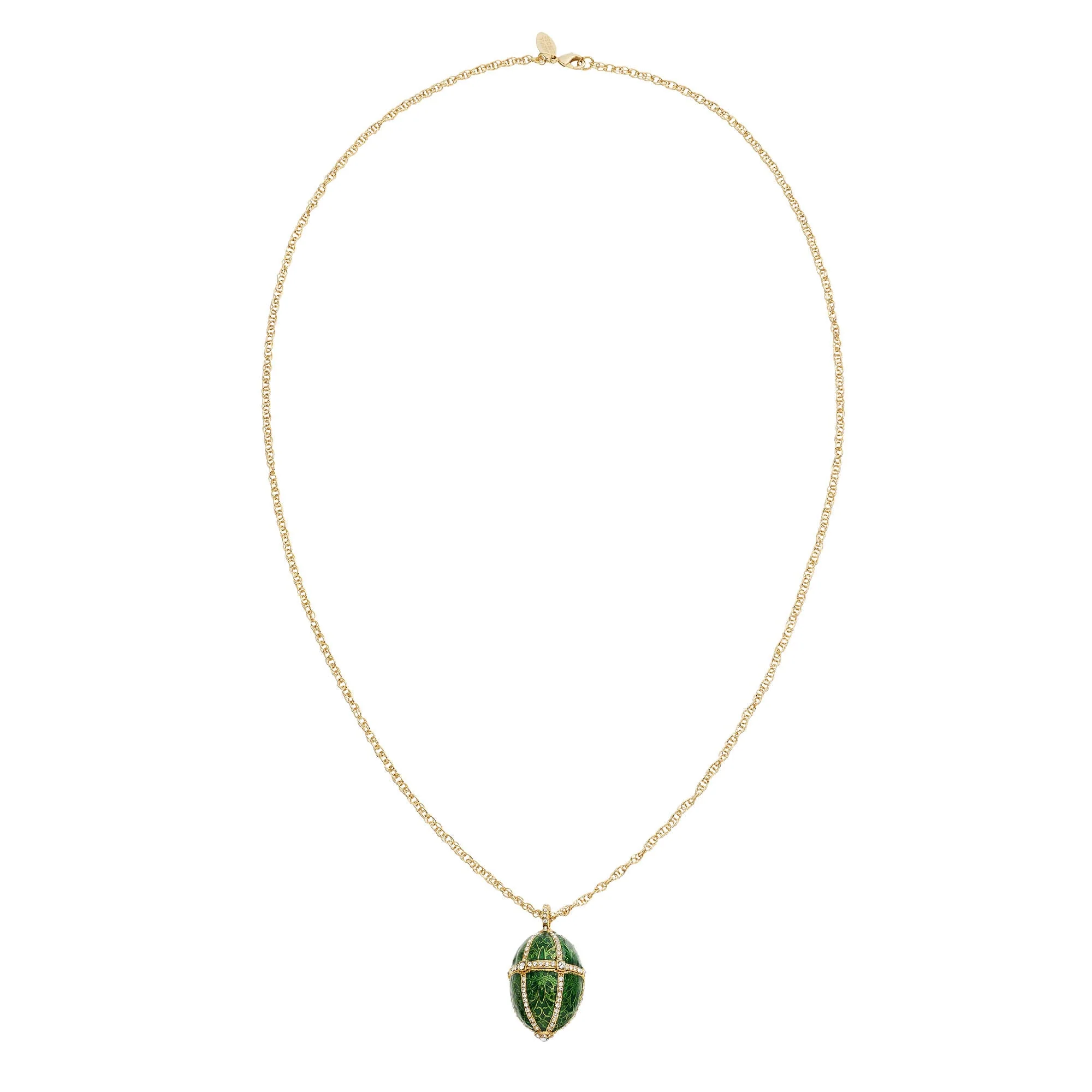 Olivia Riegel Enamel Egg Locket Pendant Necklace Green - Image 3
