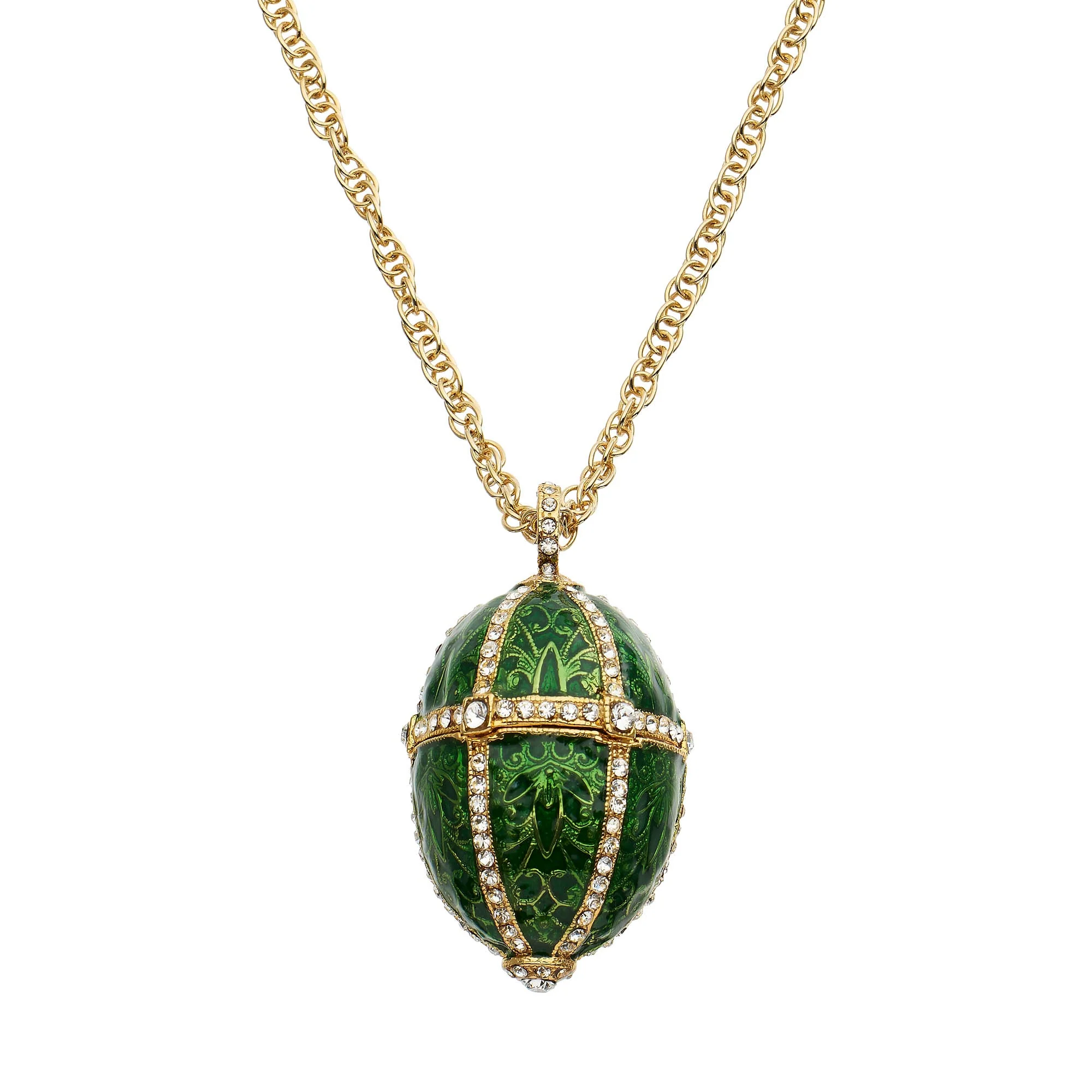 Olivia Riegel Enamel Egg Locket Pendant Necklace Green - Image 4