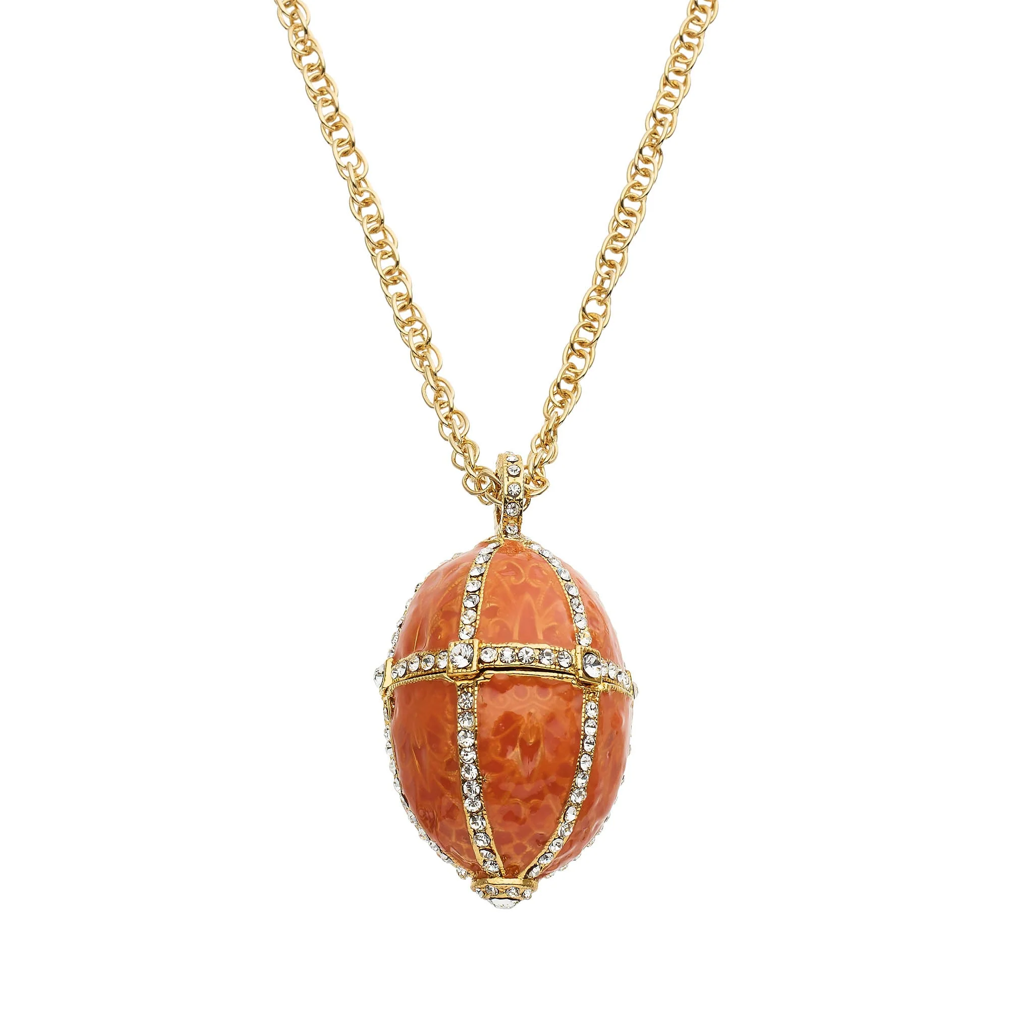 Olivia Riegel Enamel Egg Locket Pendant Necklace Salmon