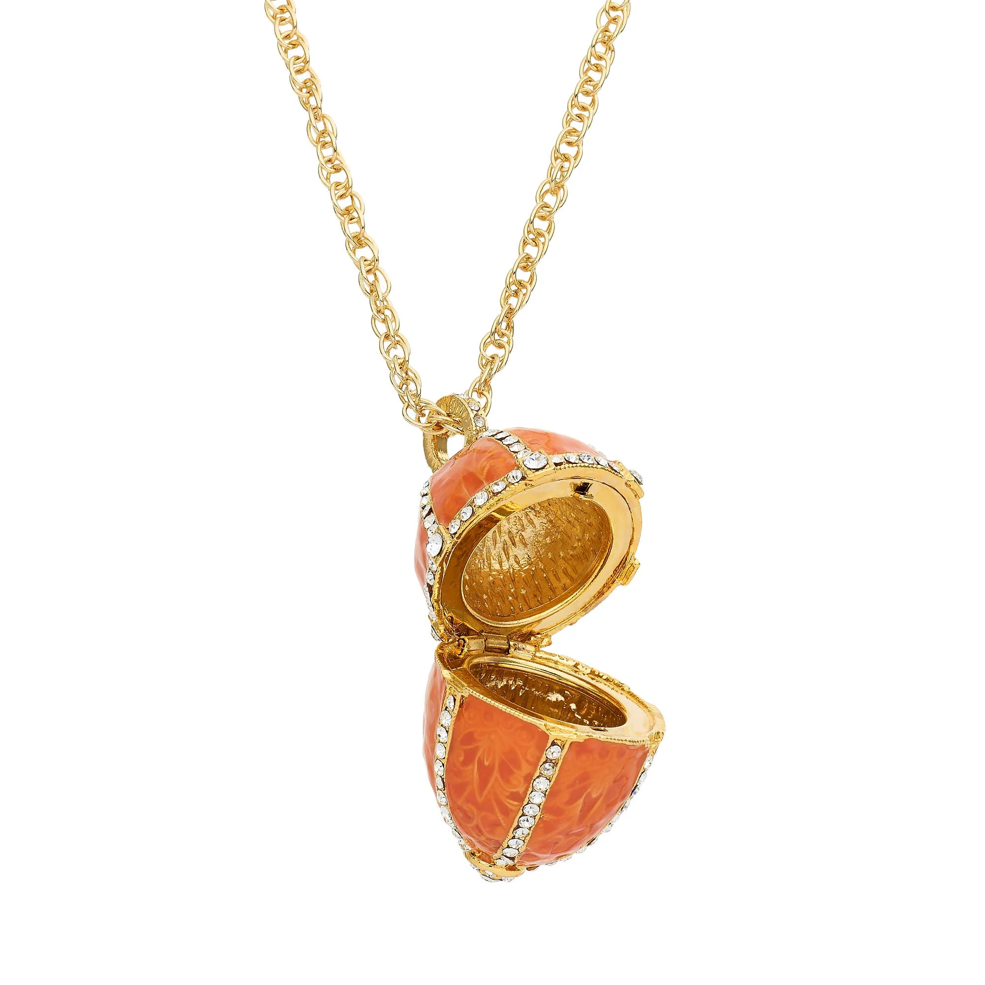 Olivia Riegel Enamel Egg Locket Pendant Necklace Salmon - Image 3