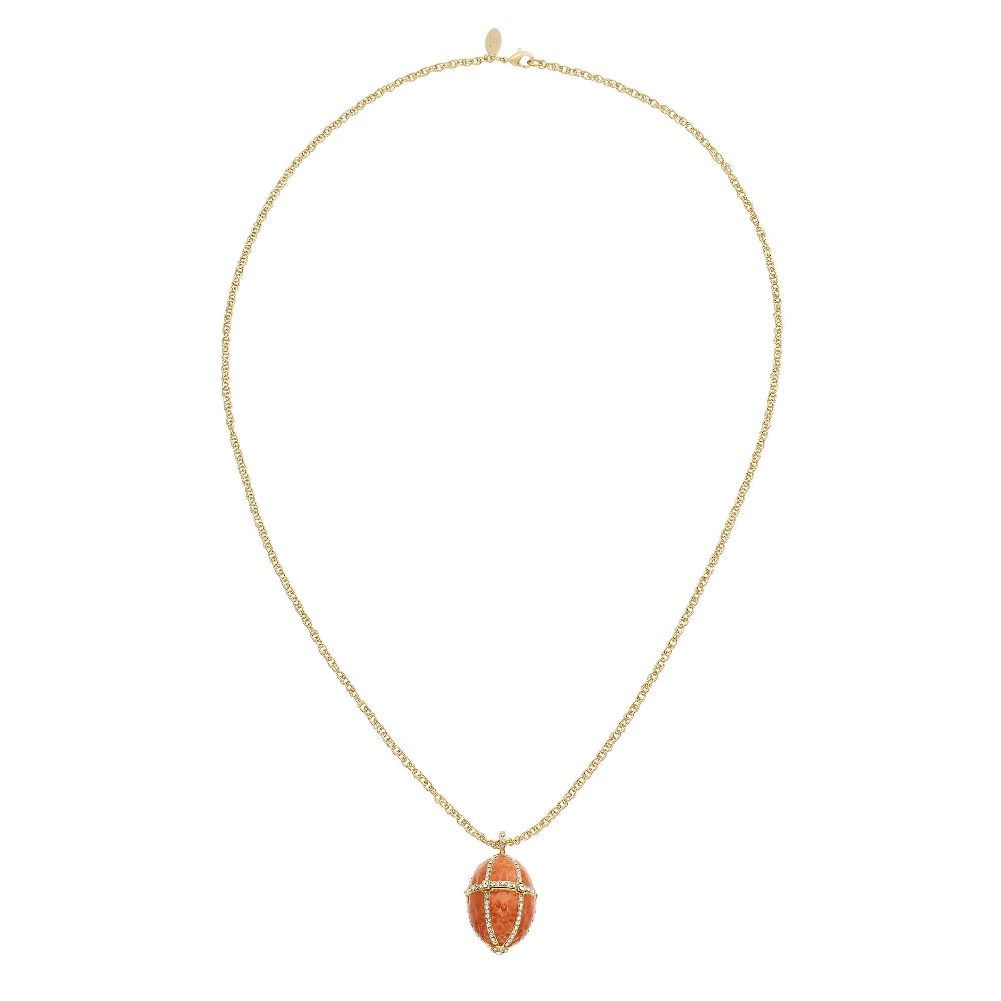 Olivia Riegel Enamel Egg Locket Pendant Necklace Salmon - Image 6
