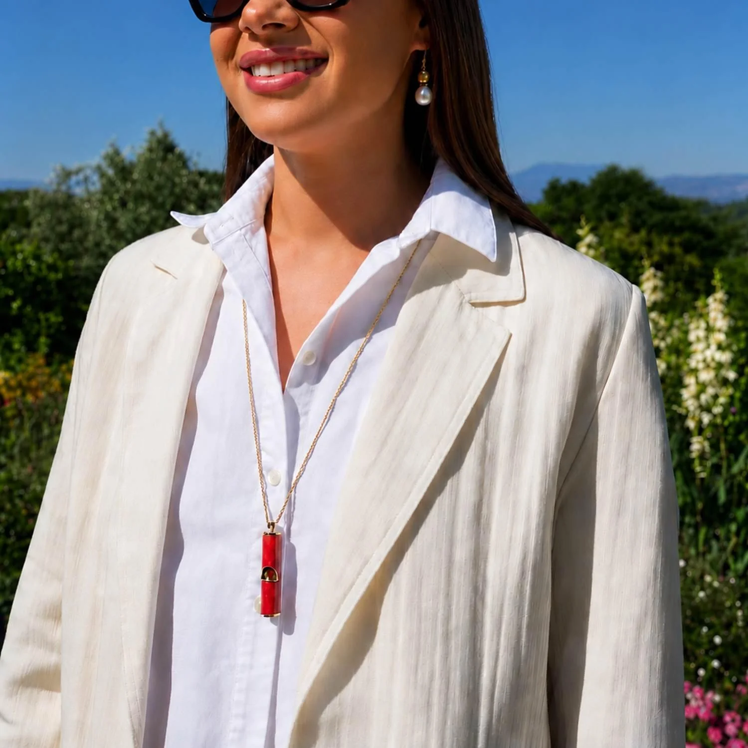 Olivia Riegel Enamel Whistle Pendant Necklace Red - Image 2