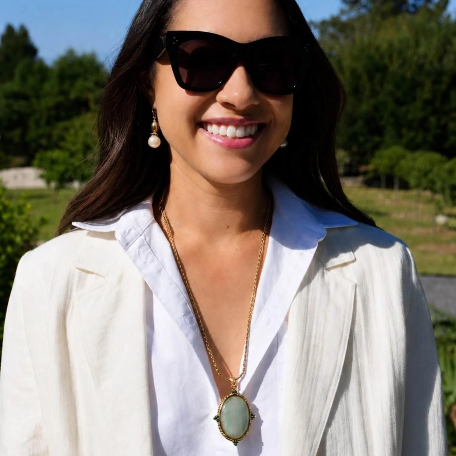 Olivia Riegel Faux Pearl & Bead Drop Earrings Gold - Image 4