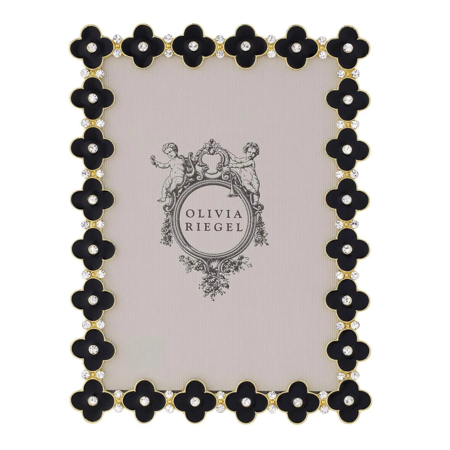 Olivia Riegel Gold Black Enamel Clover Picture Frame 5" x 7"