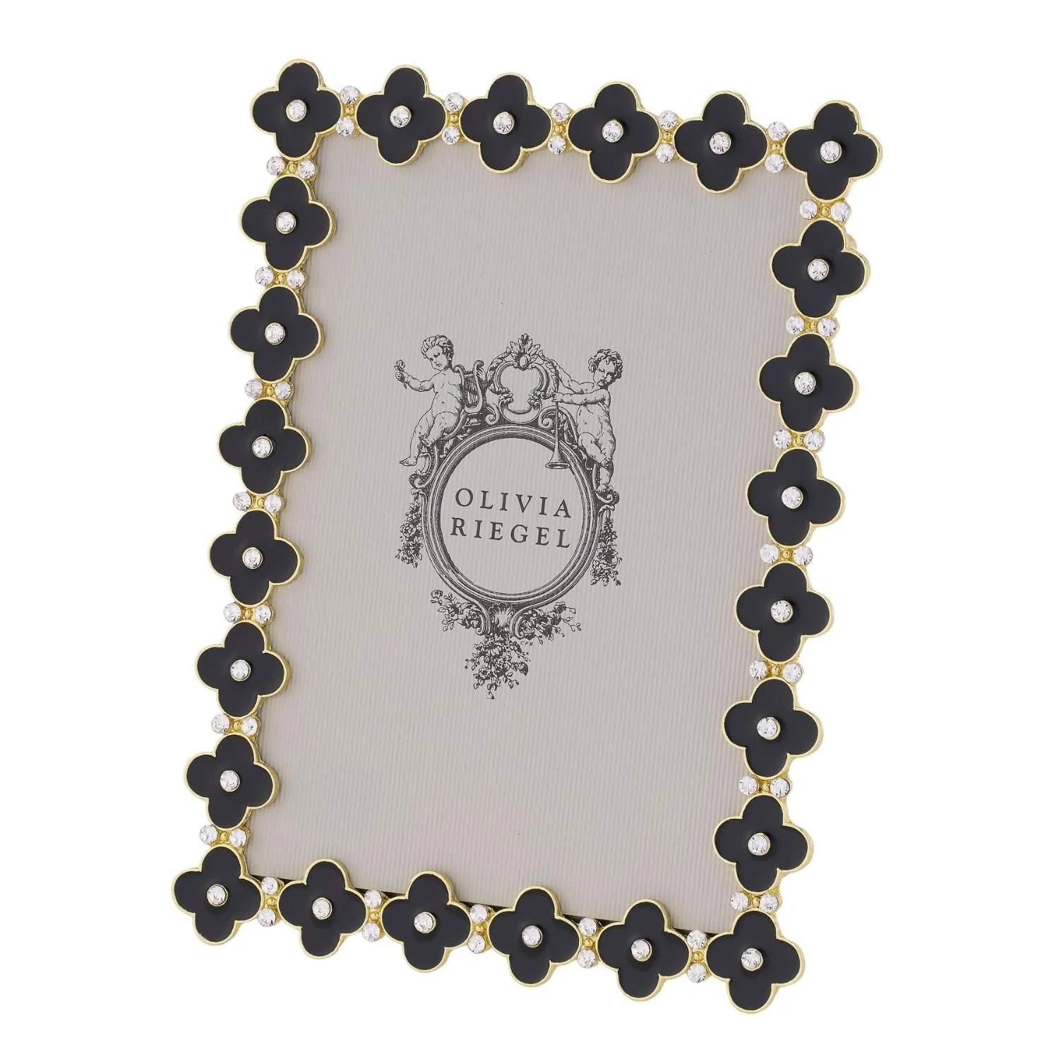 Olivia Riegel Gold Black Enamel Clover Picture Frame 5" x 7" - Image 2