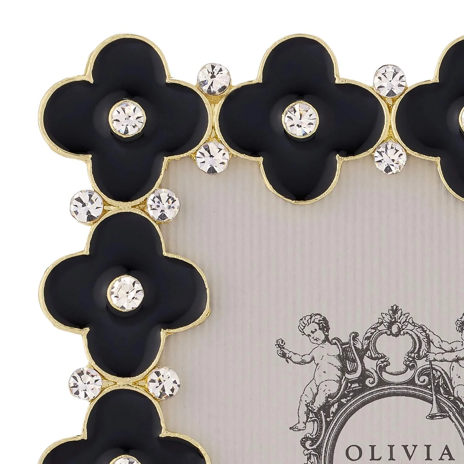 Olivia Riegel Gold Black Enamel Clover Picture Frame 5" x 7" - Image 5
