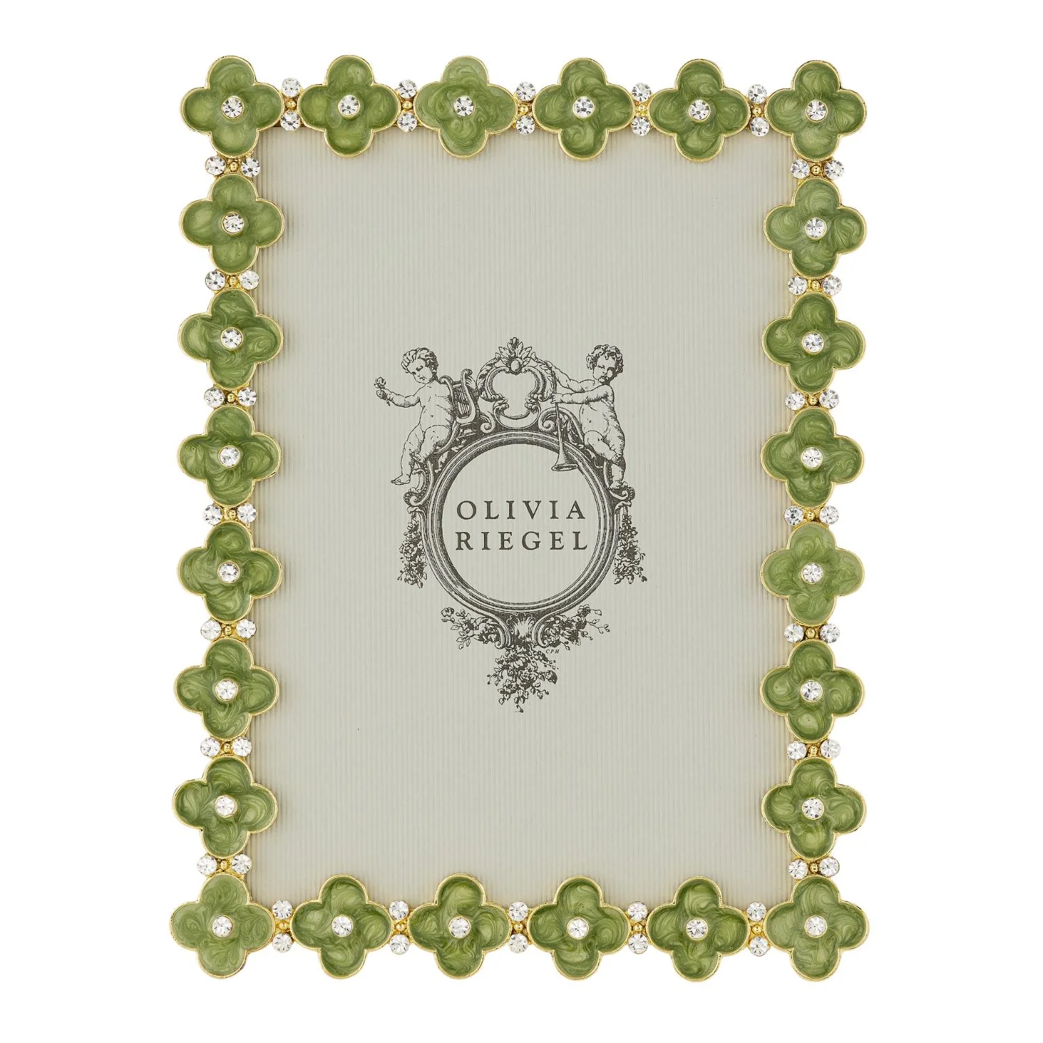 Olivia Riegel Gold Celadon Enamel Clover 5" x 7" Frame Green 5"x 7"