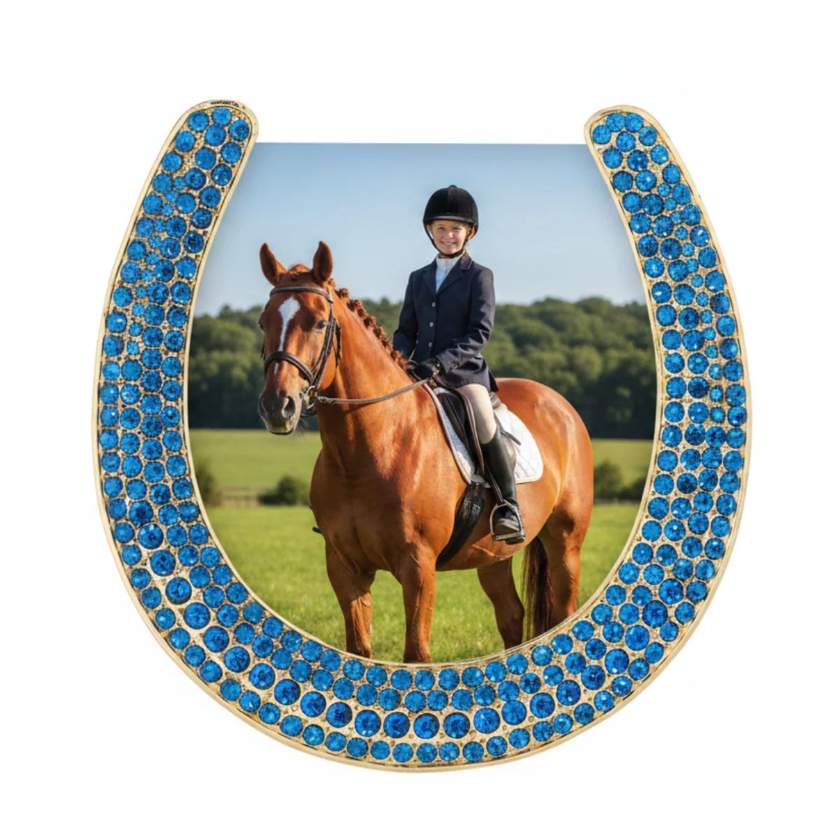 Olivia Riegel Gold Horseshoe Frame with Capri Blue Stones Blue - Image 2