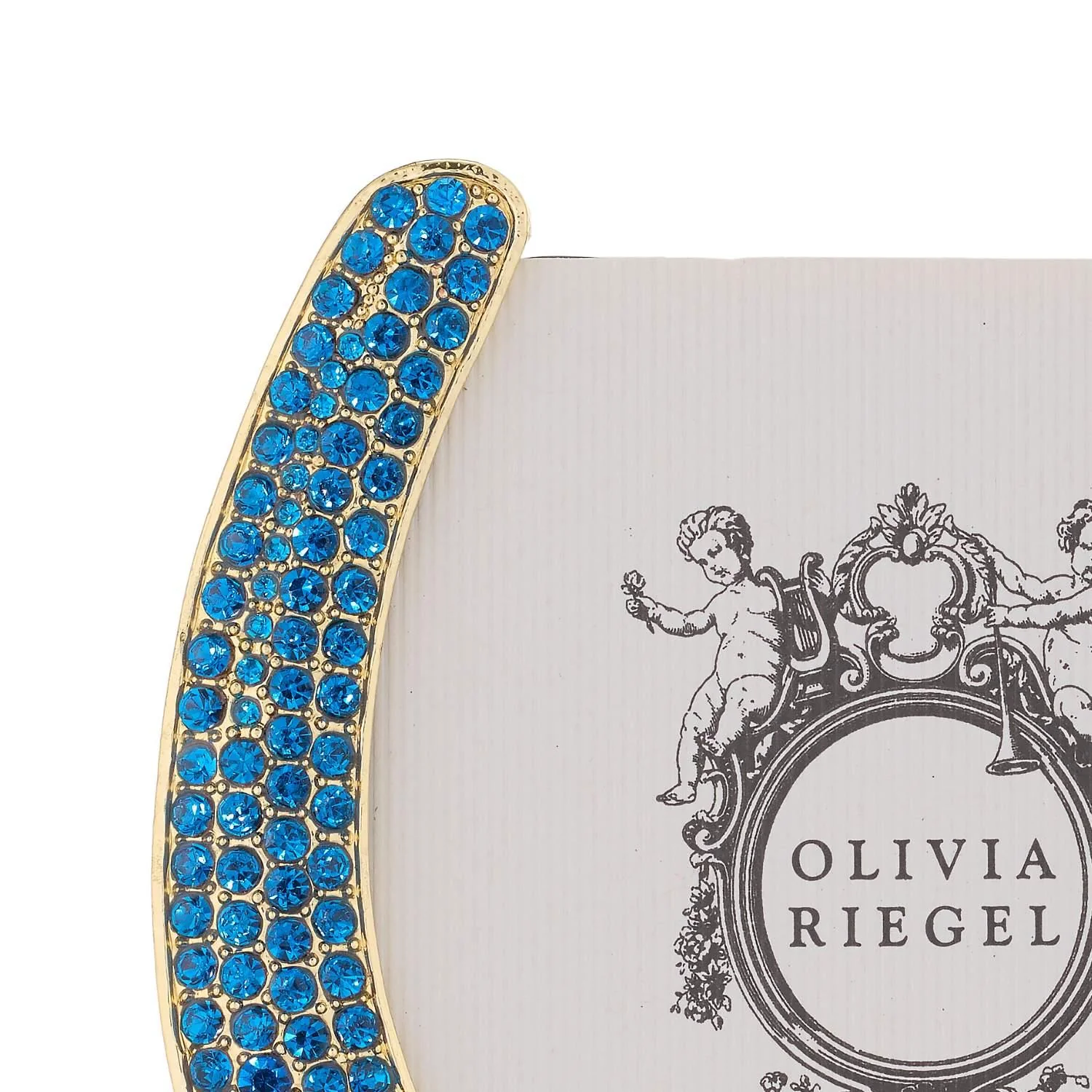 Olivia Riegel Gold Horseshoe Frame with Capri Blue Stones Blue - Image 4