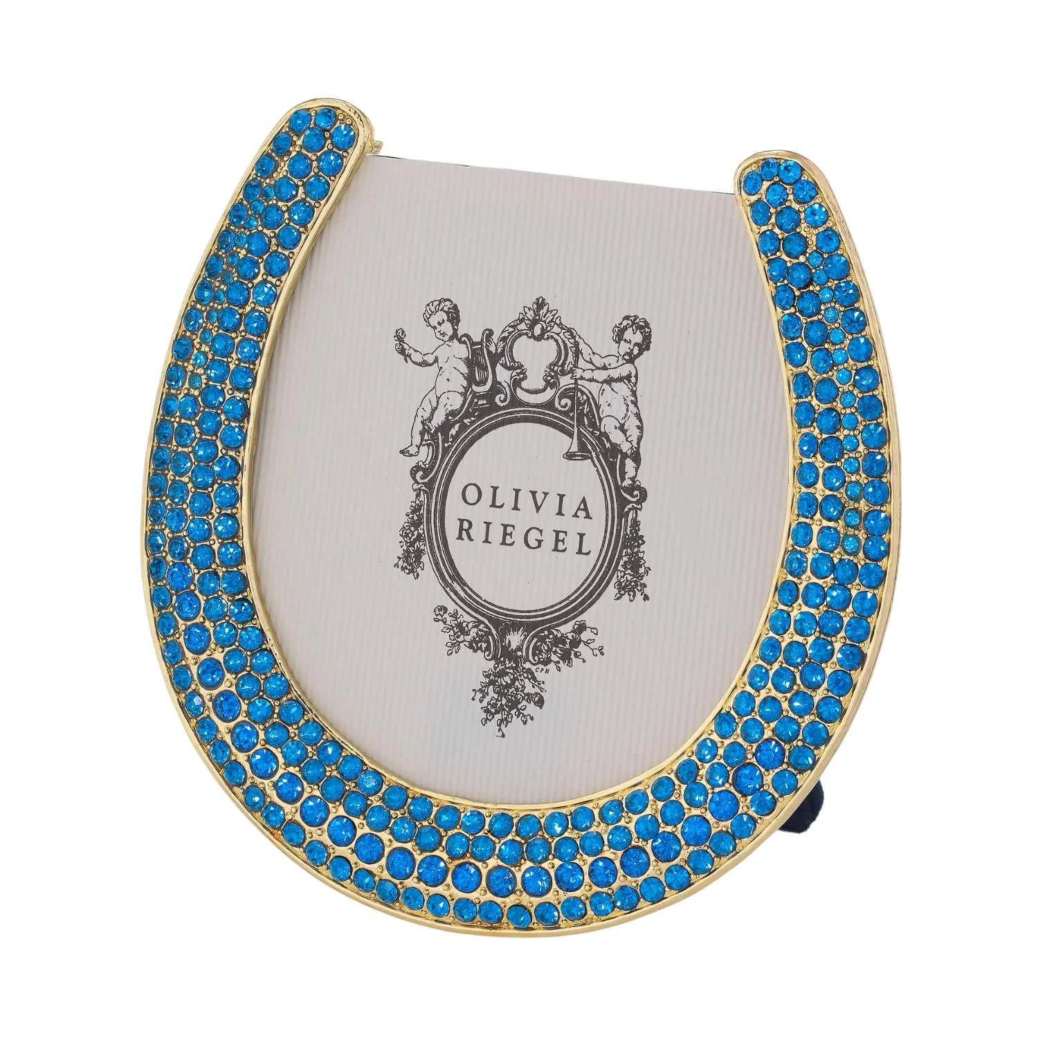 Olivia Riegel Gold Horseshoe Frame with Capri Blue Stones Blue - Image 5