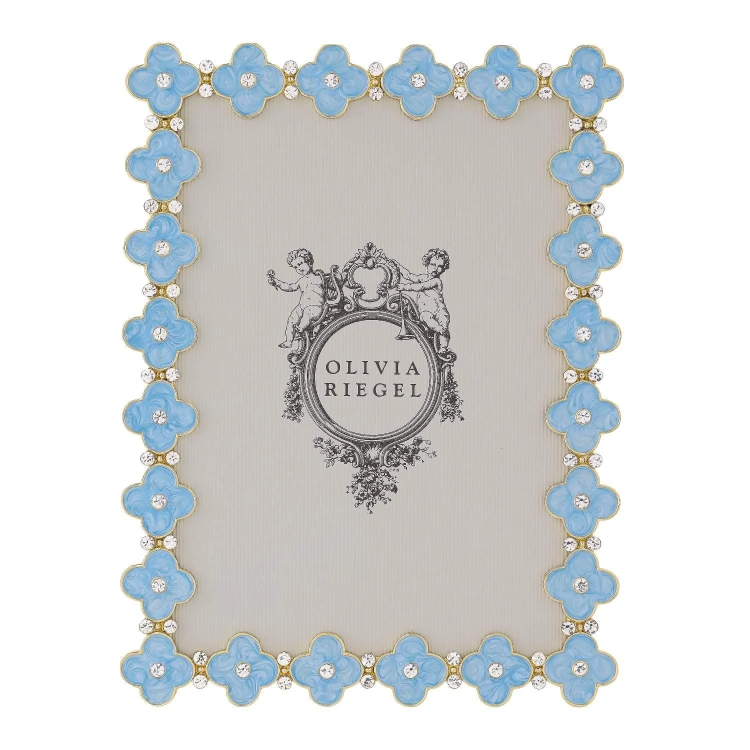 Olivia Riegel Gold Light Blue Enamel Clover Picture Frame 5" x 7"