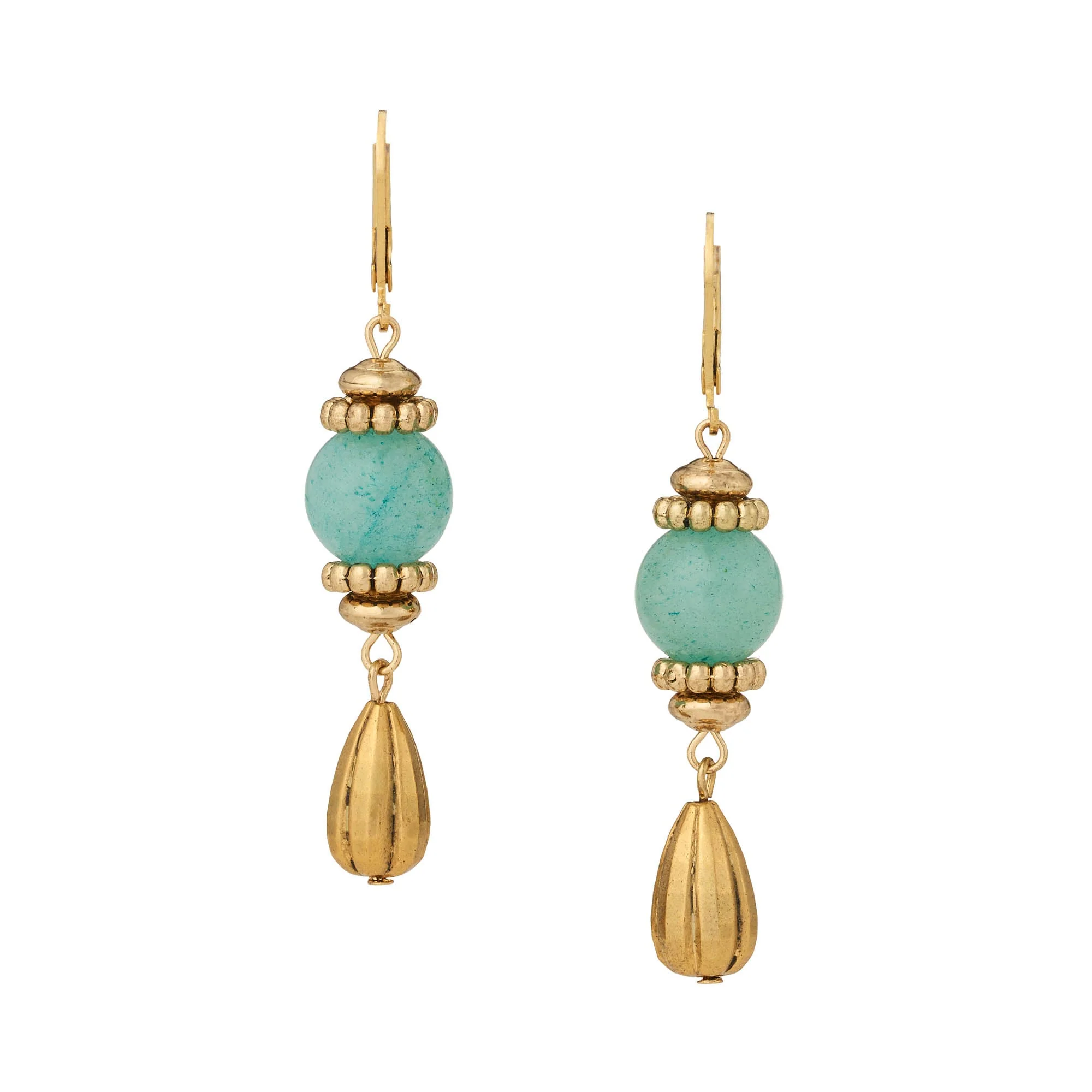 Olivia Riegel Gold Teardrop Earrings Aventurine