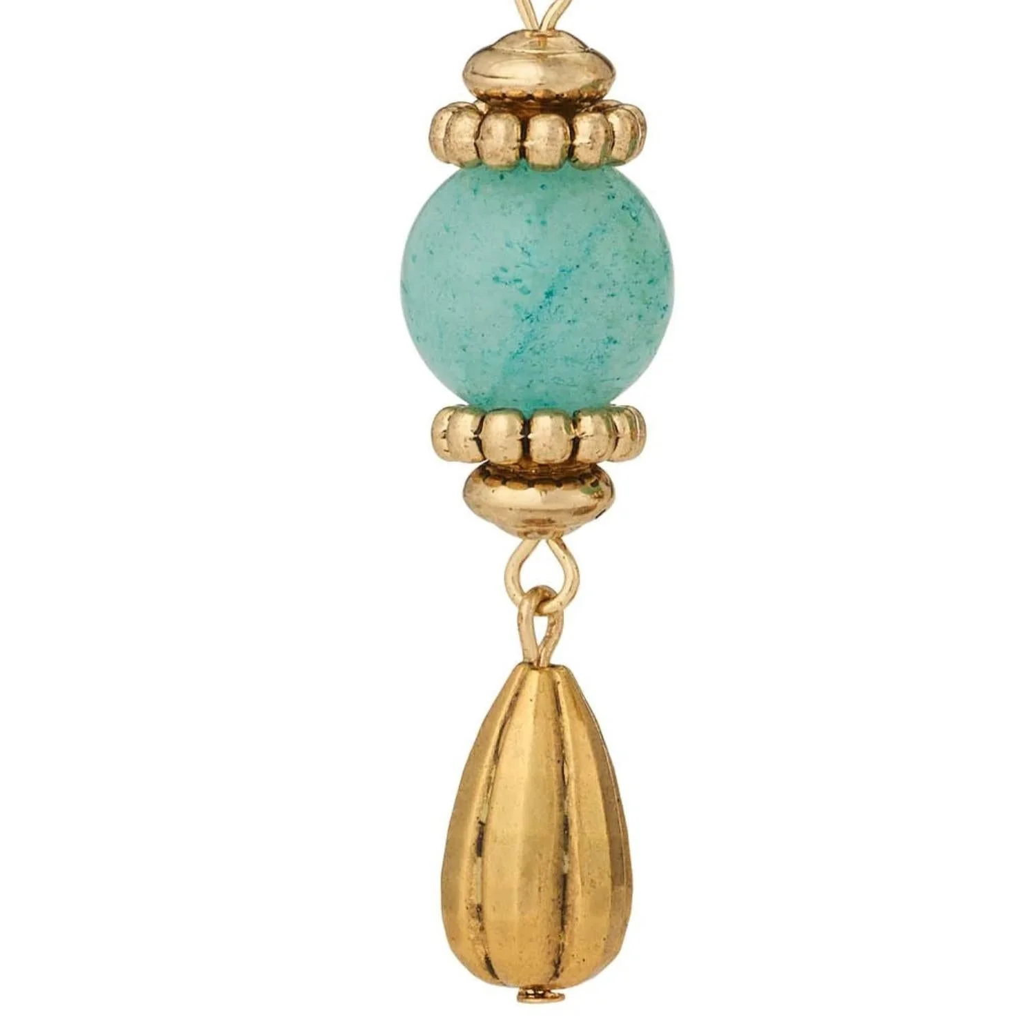 Olivia Riegel Gold Teardrop Earrings Aventurine - Image 2