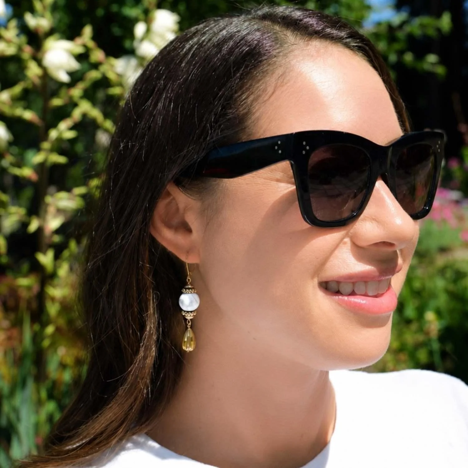 Olivia Riegel Gold Teardrop Earrings Howlite - Image 2