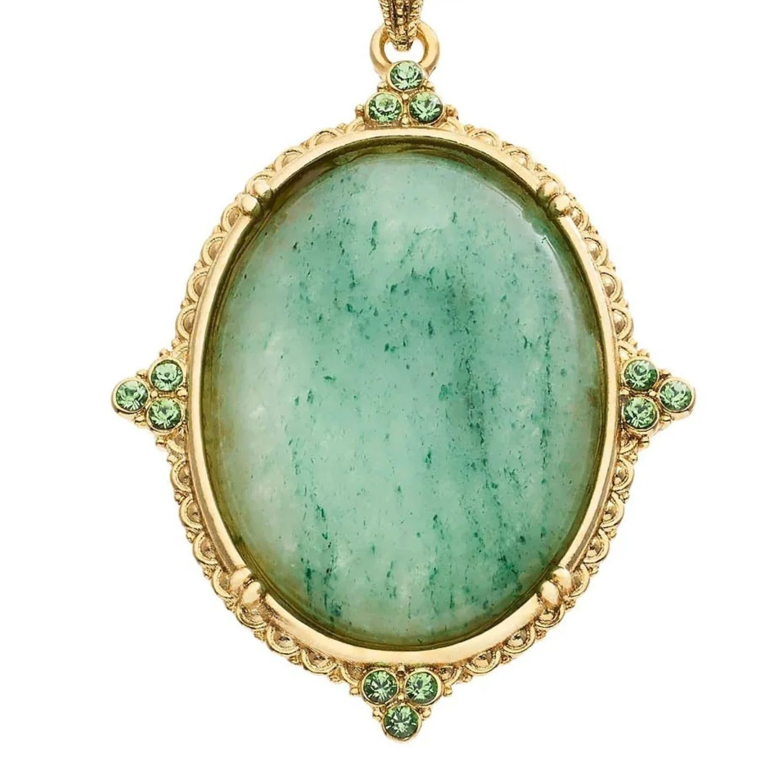 Olivia Riegel Oval Aventurine Pendant Necklace Gold - Image 3