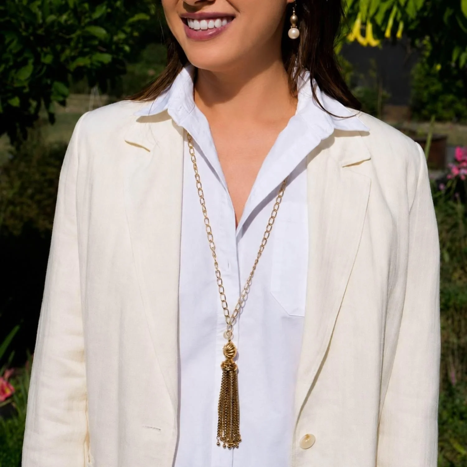 Olivia Riegel Tassel Pendant Necklace Gold - Image 2