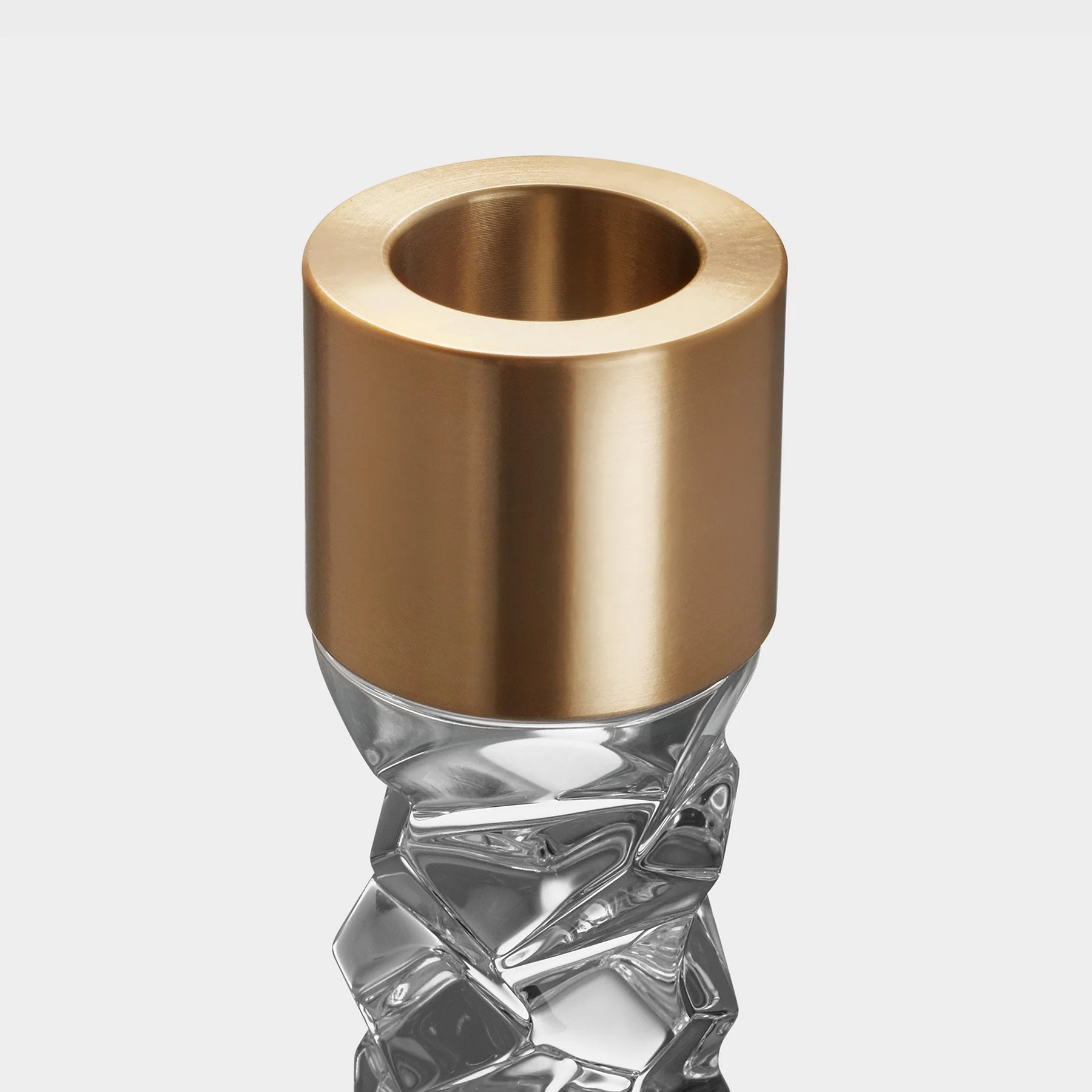 Orrefors Carat Candlestick Brass Medium - Set of 2 - Image 5