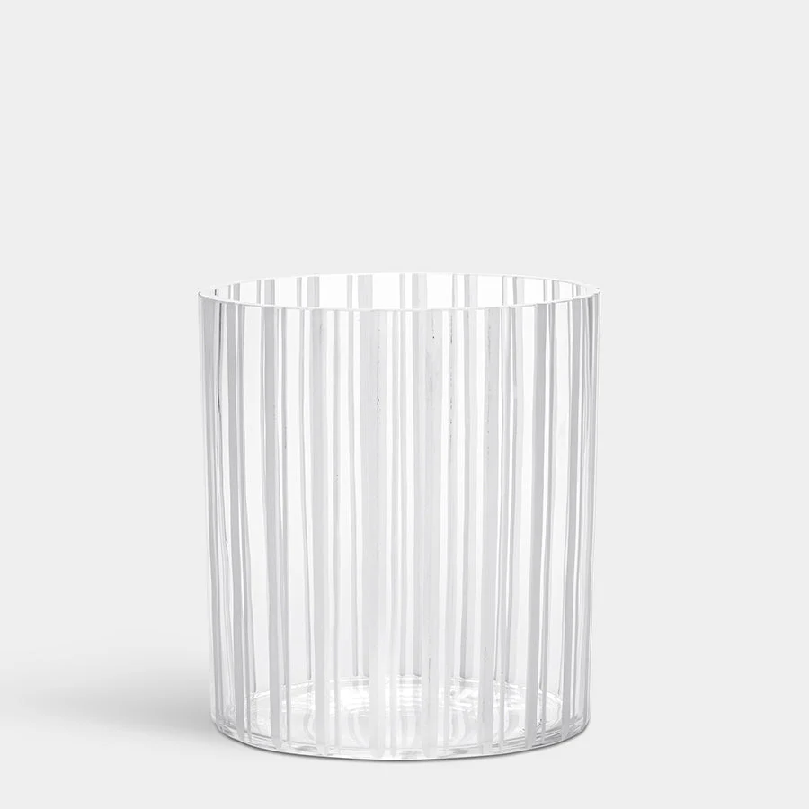 Orrefors Cut In Number Striped Vase Low