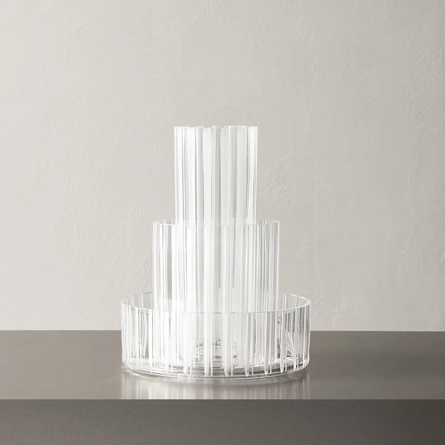 Orrefors Cut In Number Striped Vase Low - Image 2