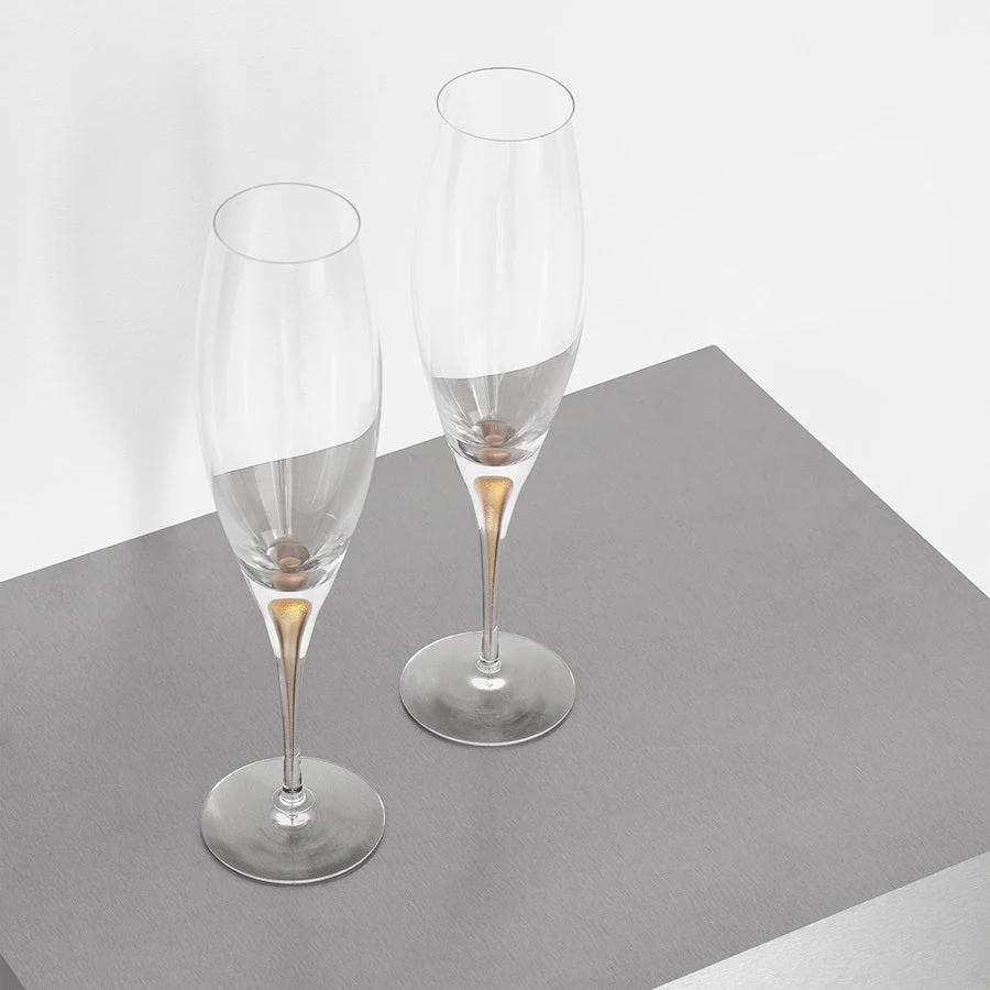Orrefors Gold Intermezzo Gold Champagne Set of 2 - Image 3