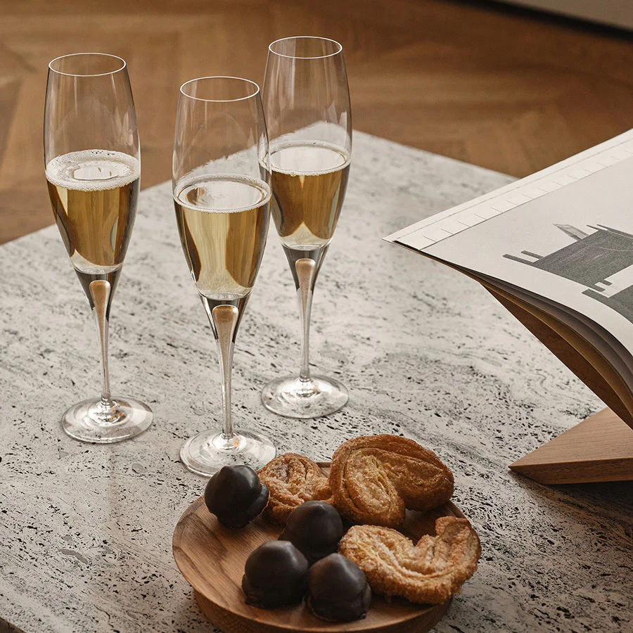 Orrefors Gold Intermezzo Gold Champagne Set of 2 - Image 4