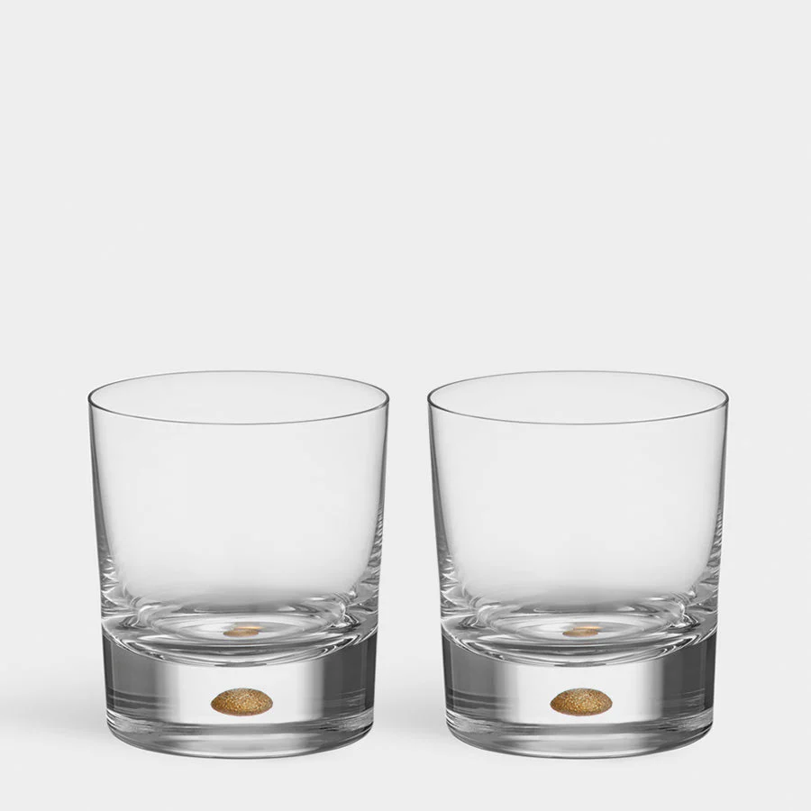 Orrefors Gold Intermezzo Gold Old Fashioned Set of 2