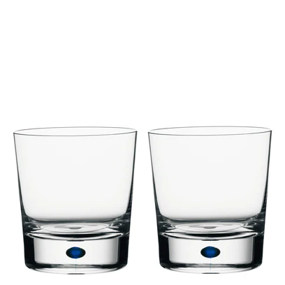Orrefors Intermezzo Blue Double Old Fashioned Pair
