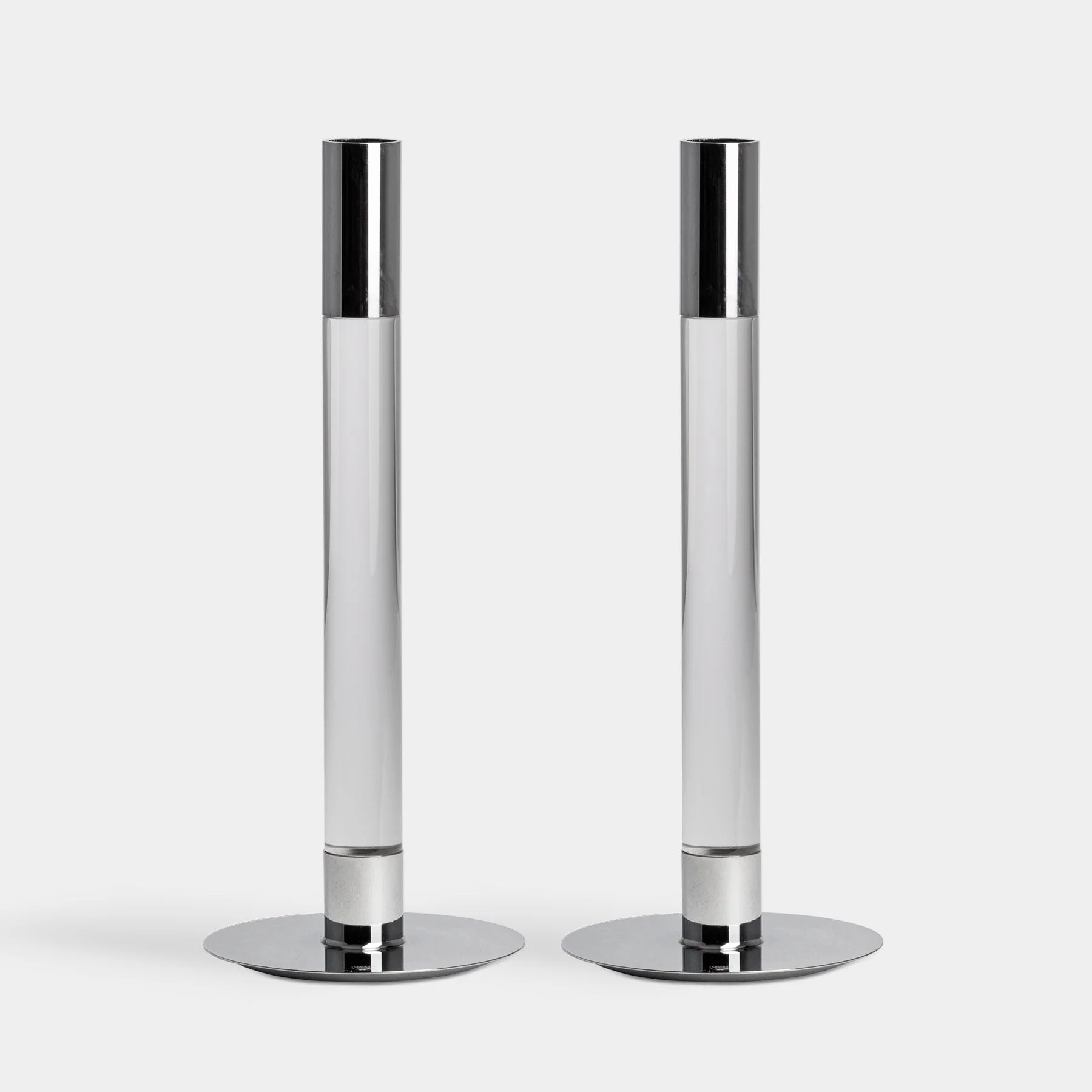 Orrefors Lumiere Candlestick Silver Medium - Set of 2